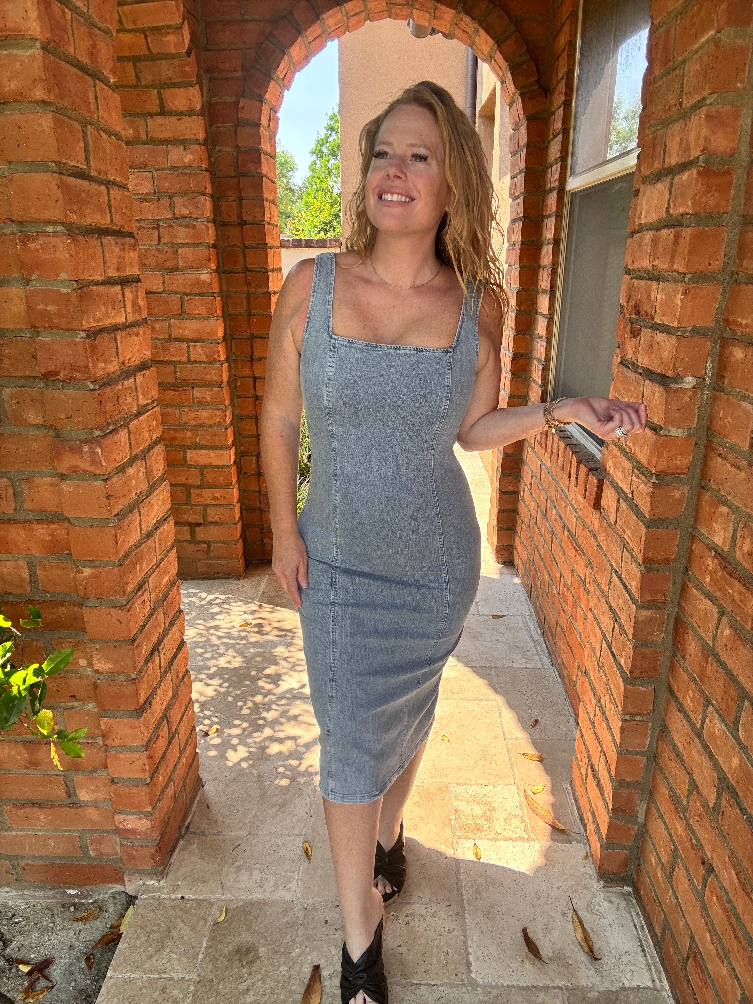 Meet Me Halfway Denim Dress by White Birch