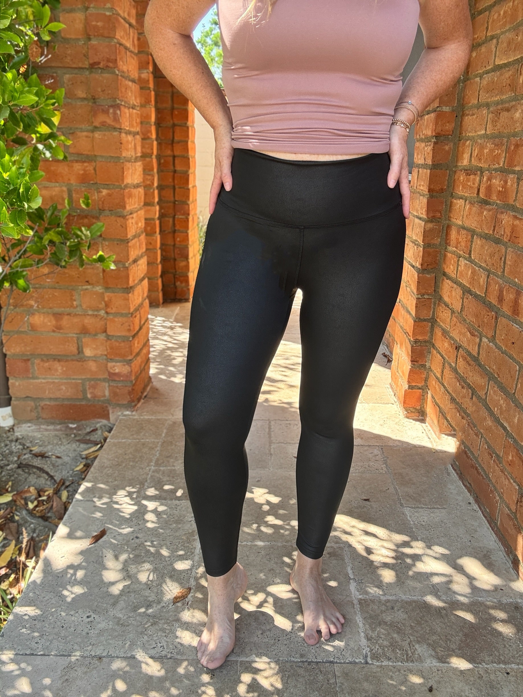 High-waisted Faux leather leggings by White Birch