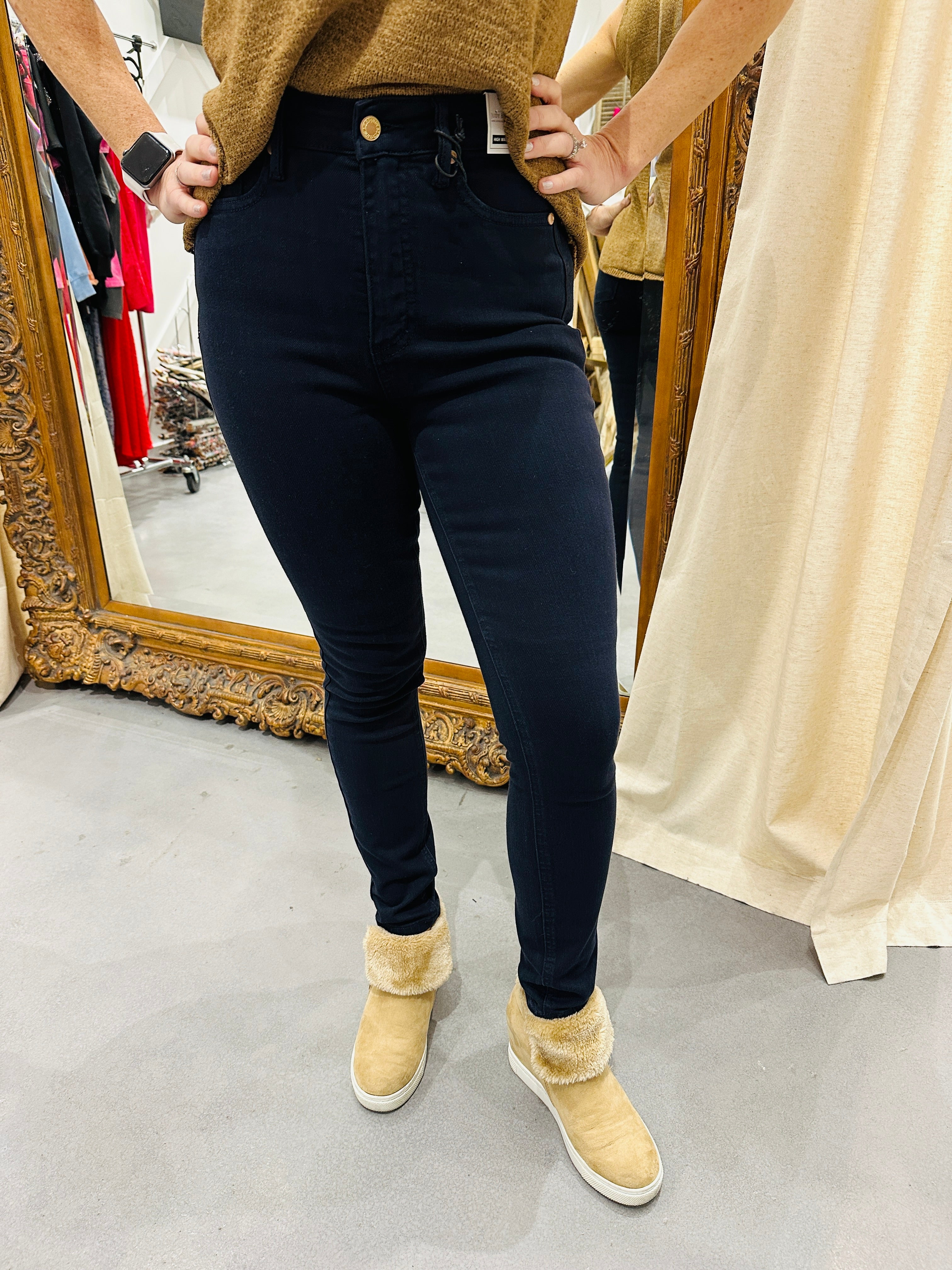 Navy Tummy Control Skinny Jeans