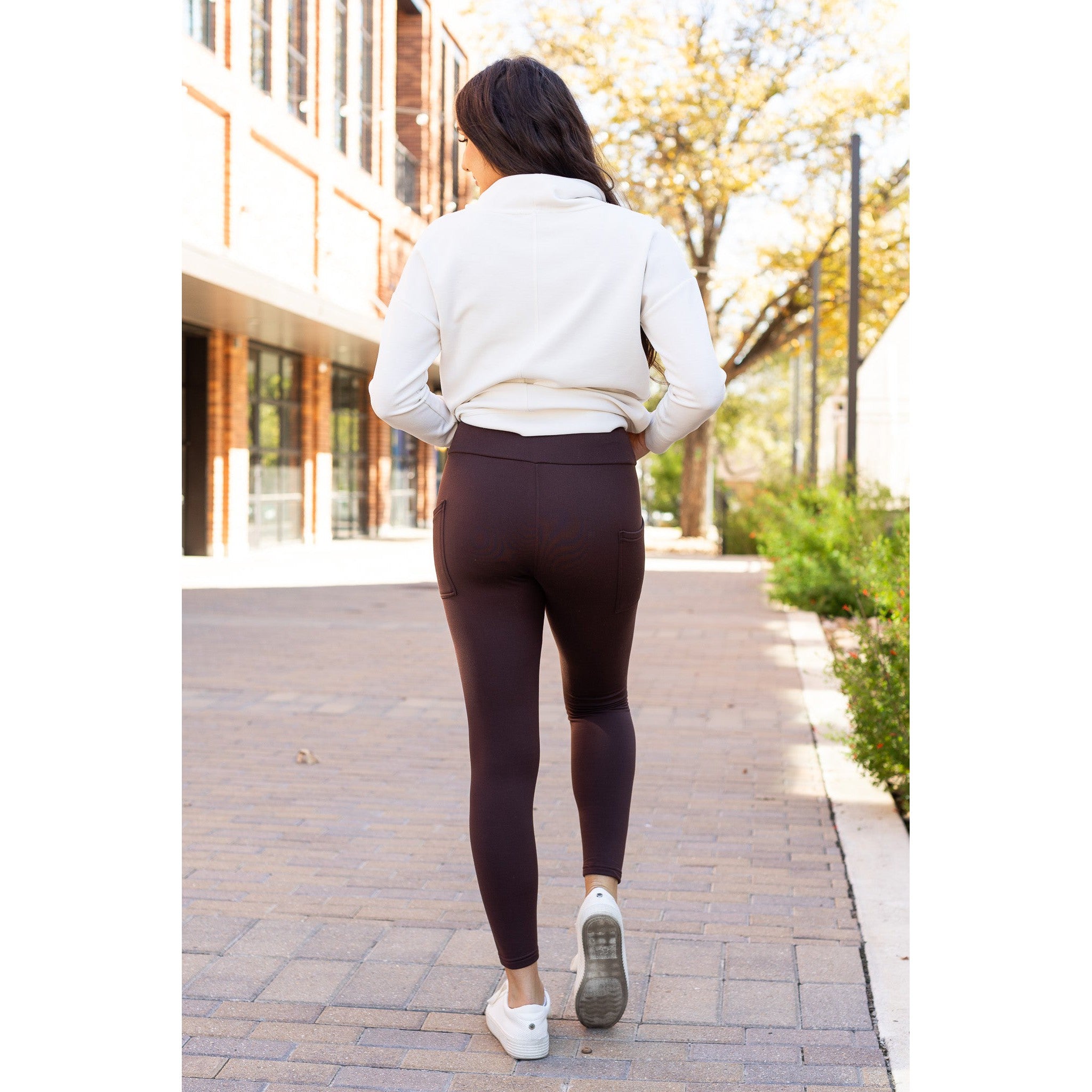 Brown FLEECE Full Length Leggings with Pockets*  - Luxe Leggings by Julia Rose®