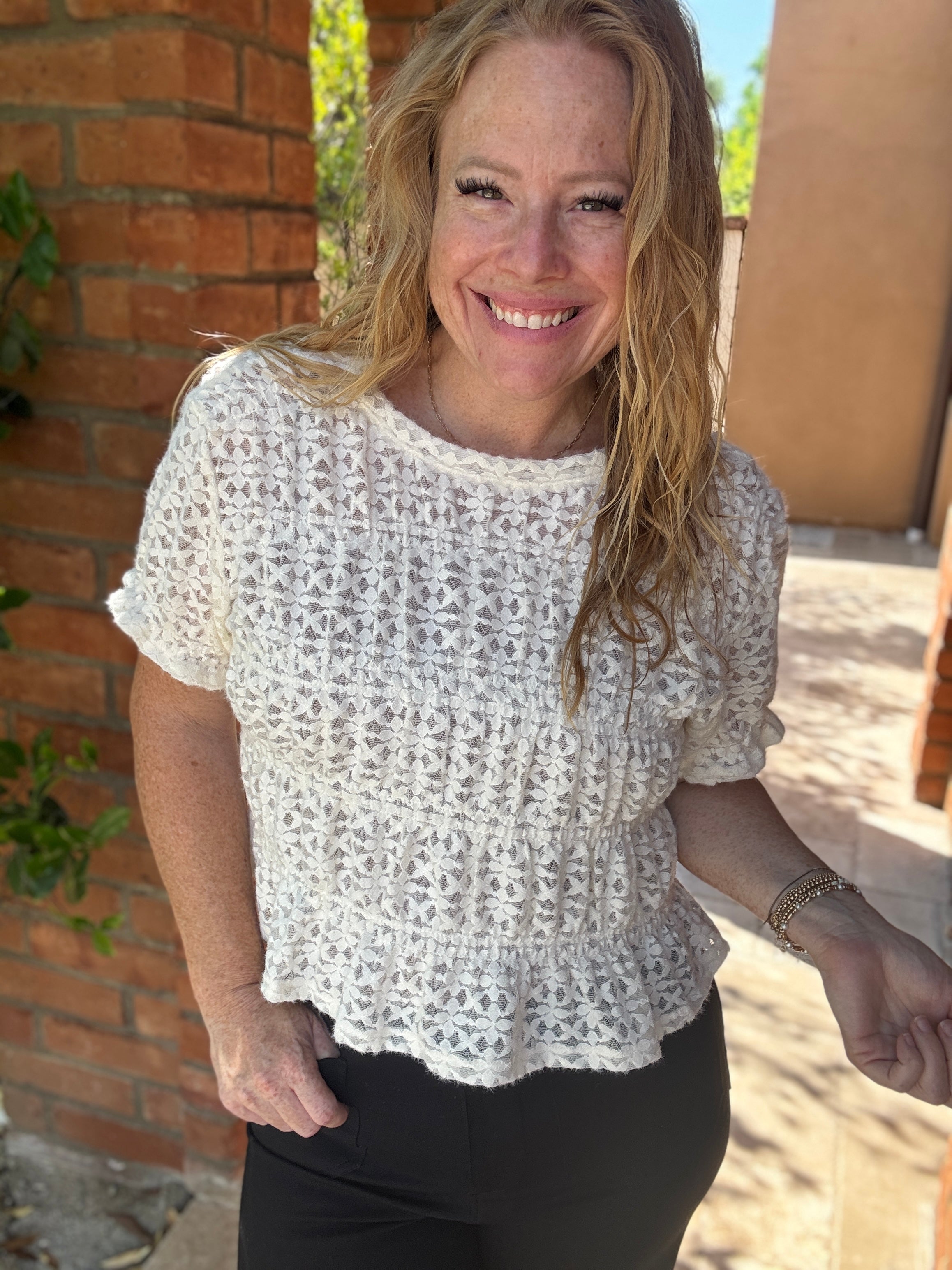 Sheer pattern Top by White Birch
