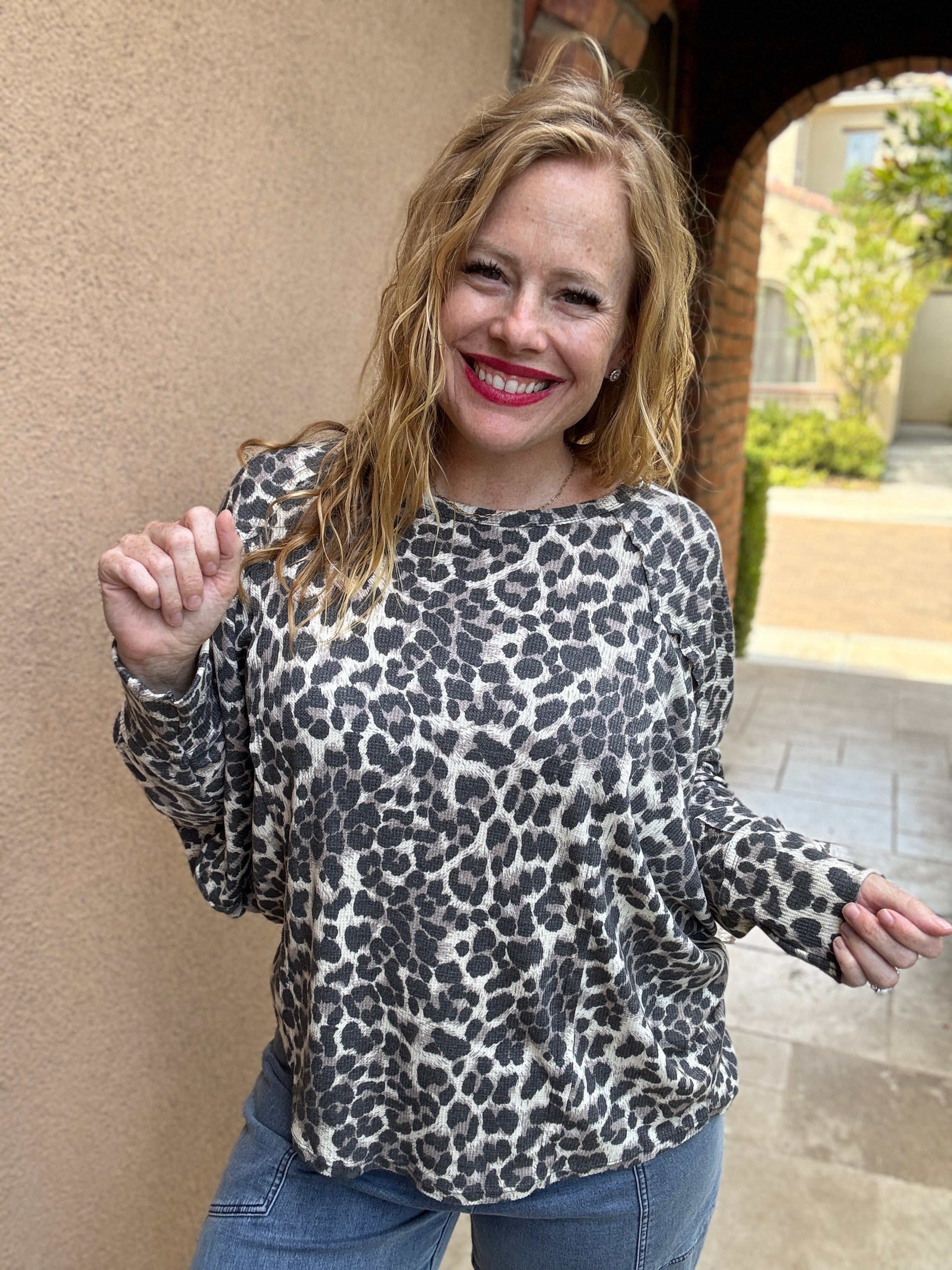 Long Sleeve Animal Print Top