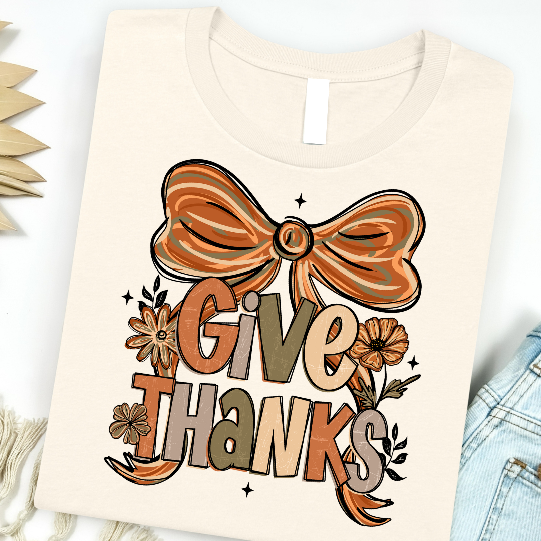 Give Thanks Bow Graphic Tee