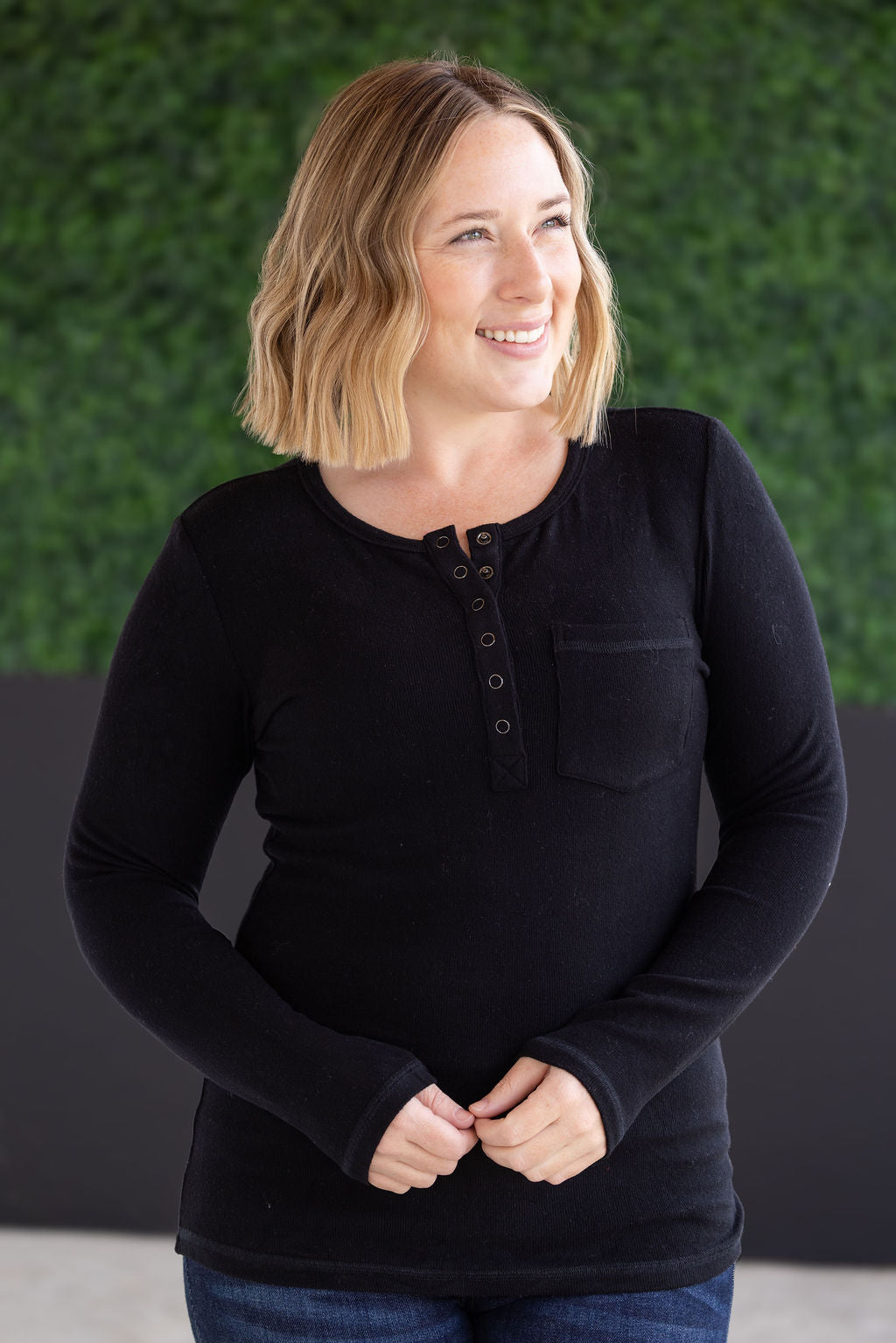 IN STOCK Georgia Long Sleeve Top - Black