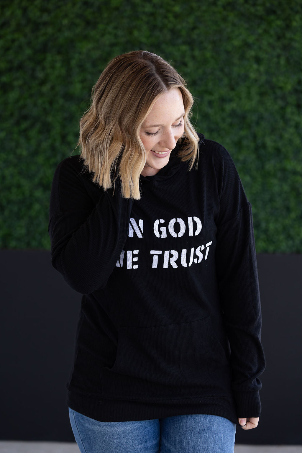 IN STOCK Corrine Embroidered Hoodie - In God We Trust