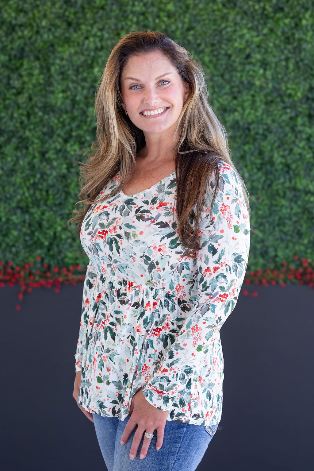 IN STOCK Long Sleeve Sarah Ruffle Top - Winter Berry