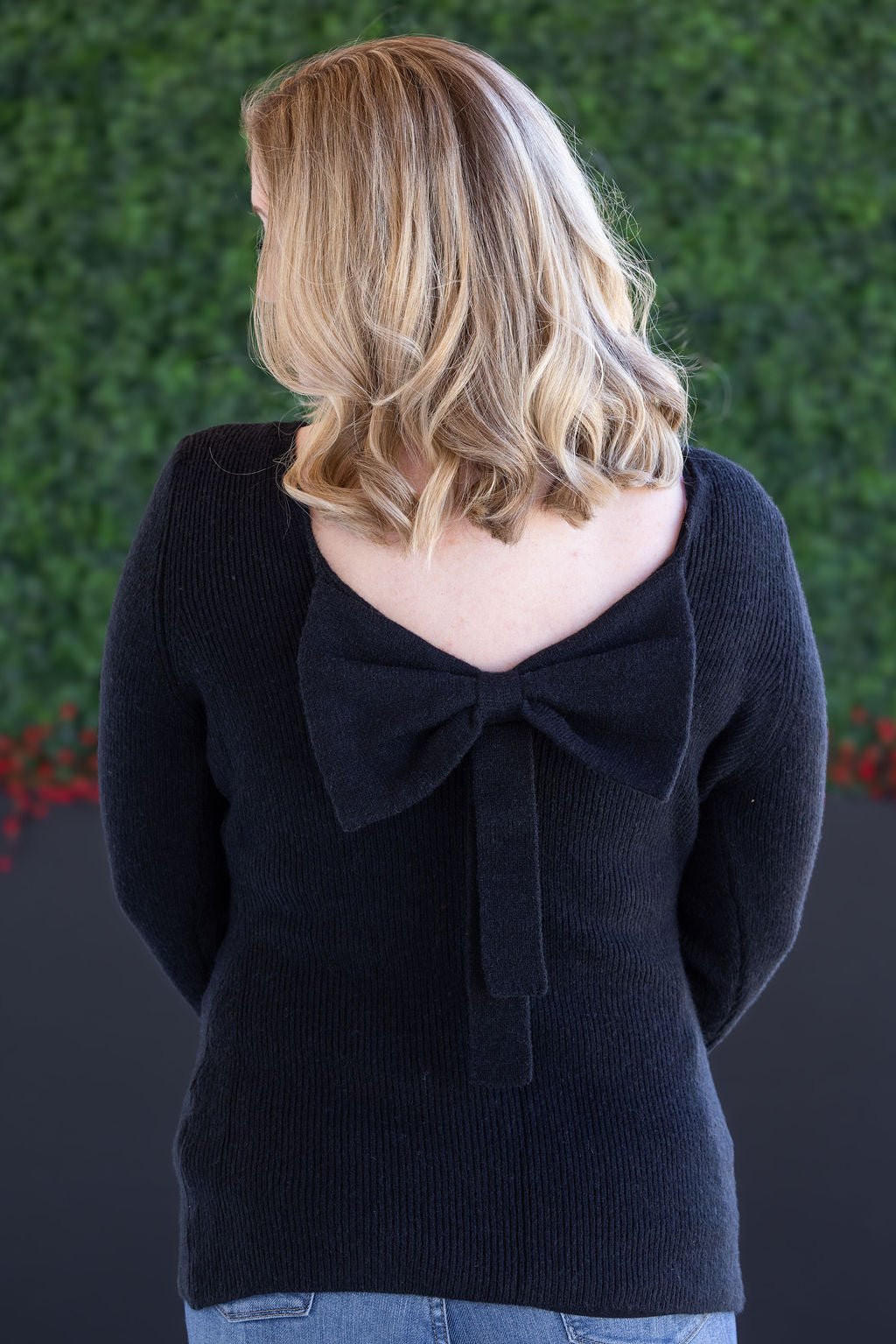 IN STOCK Bridget Back Bow Sweater - Black
