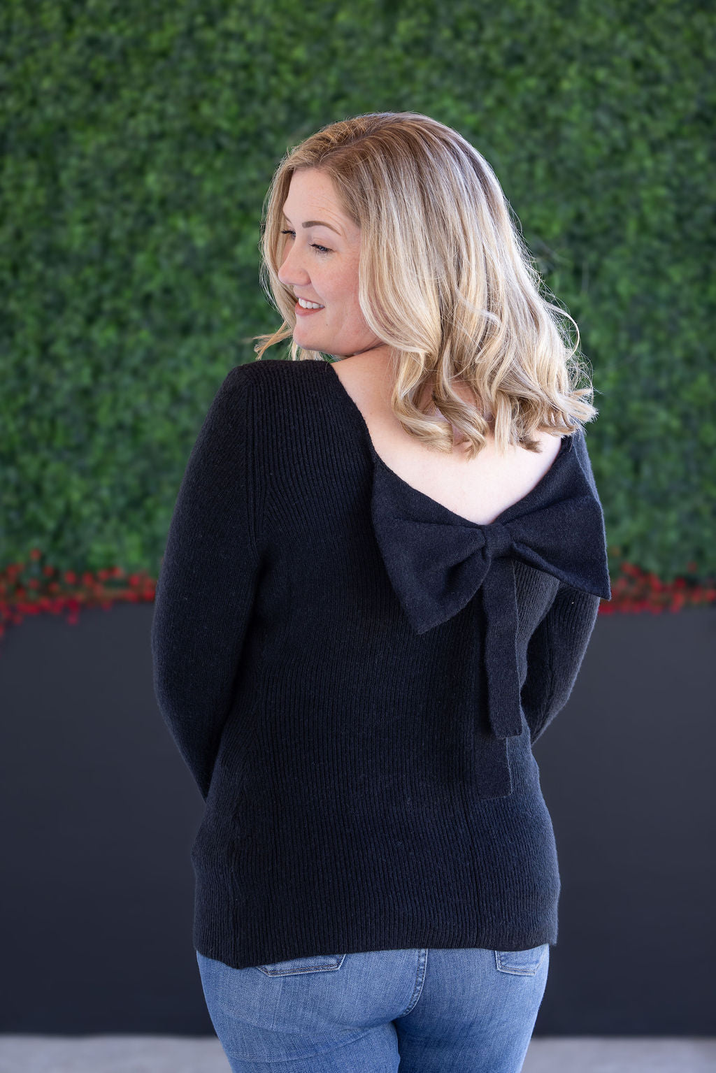 IN STOCK Bridget Back Bow Sweater - Black