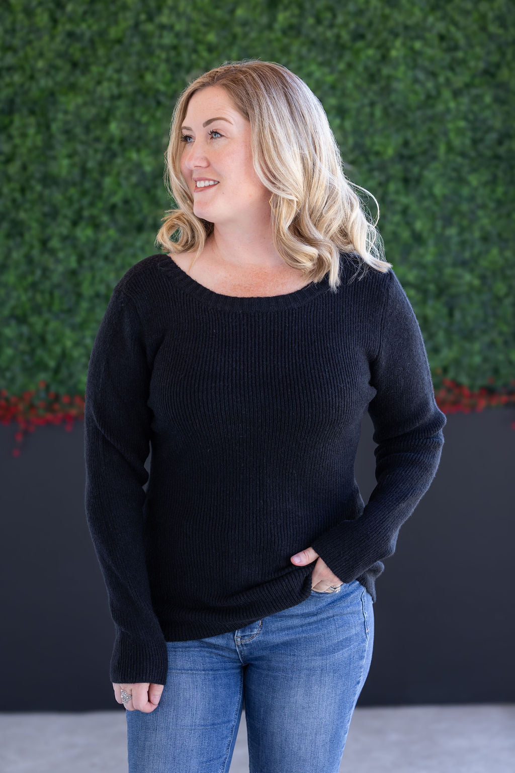 IN STOCK Bridget Back Bow Sweater - Black