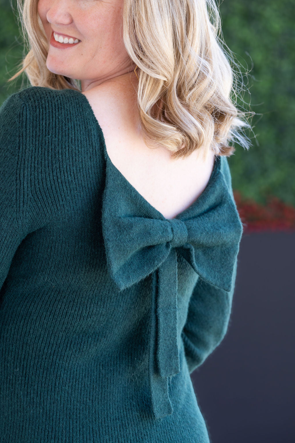 IN STOCK Bridget Back Bow Sweater - Hunter Green