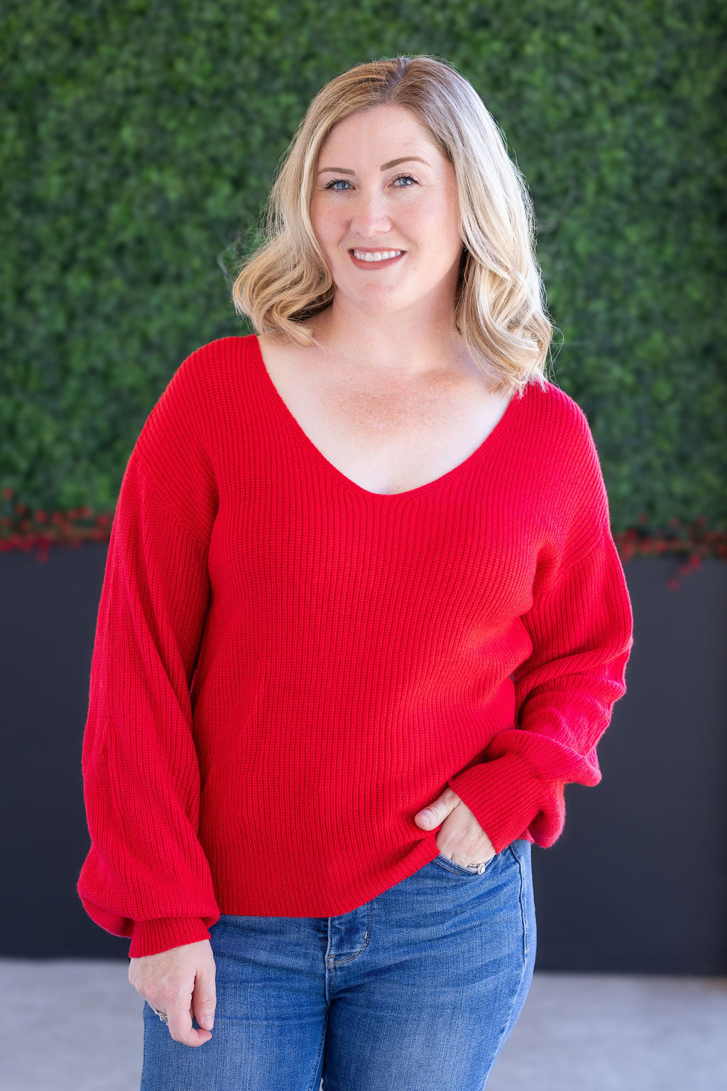 IN STOCK Bethany Bow Knit Sweater - Red