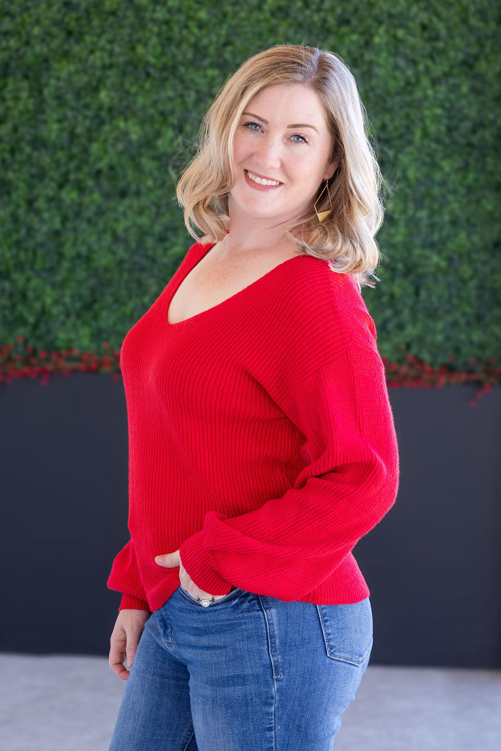 IN STOCK Bethany Bow Knit Sweater - Red