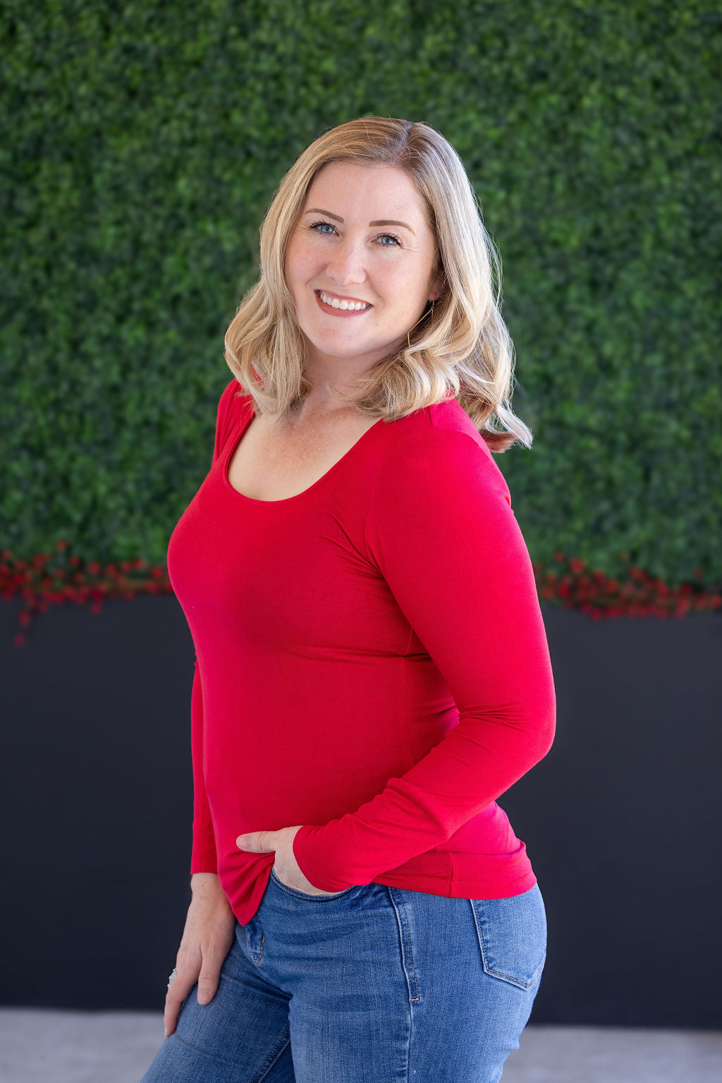 IN STOCK Alyssa Long Sleeve Top - Red