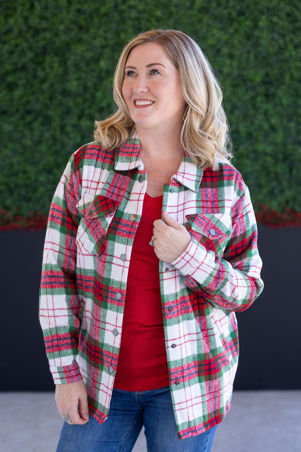 IN STOCK Norah Plaid Shacket - Christmas Plaid