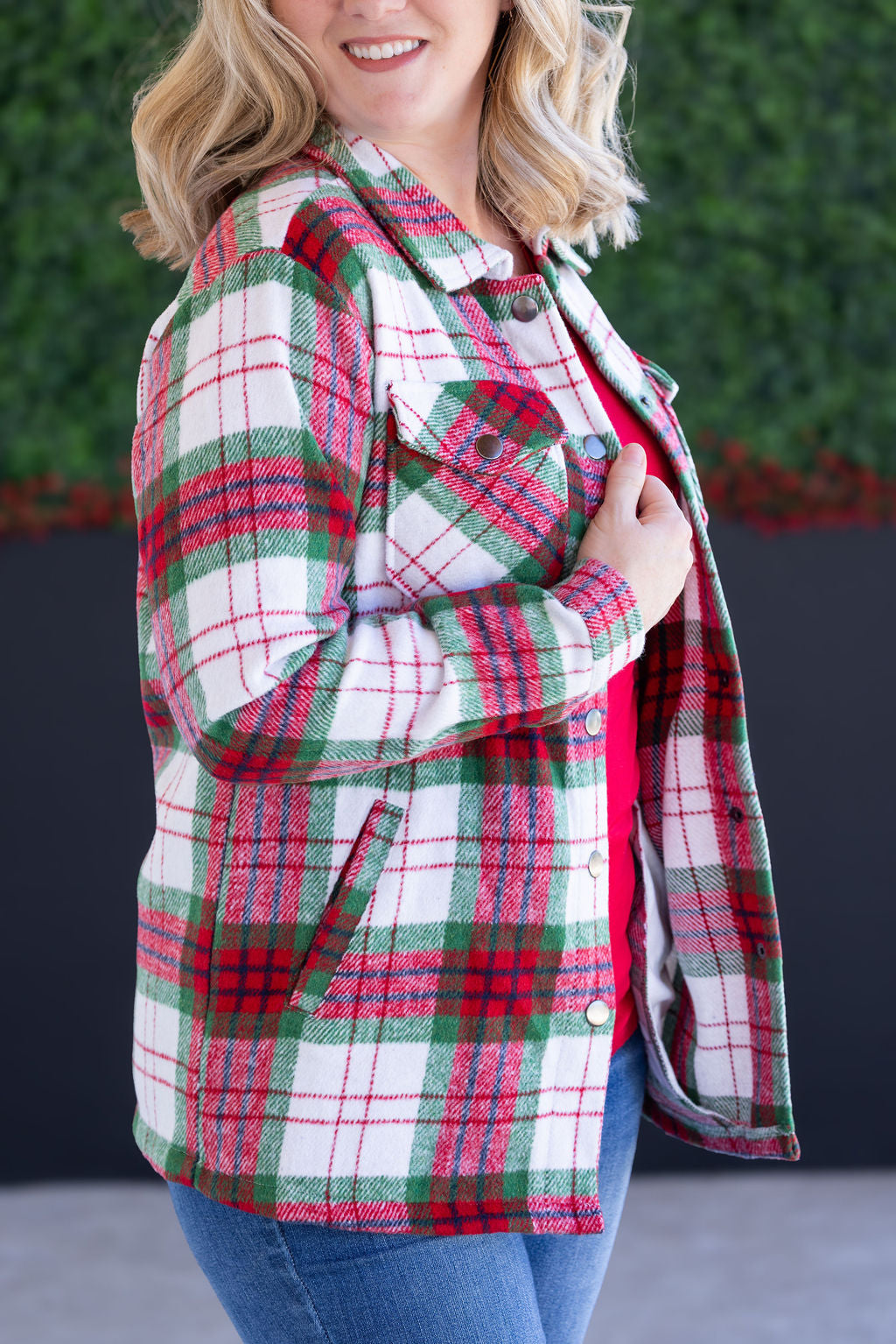 IN STOCK Norah Plaid Shacket - Christmas Plaid
