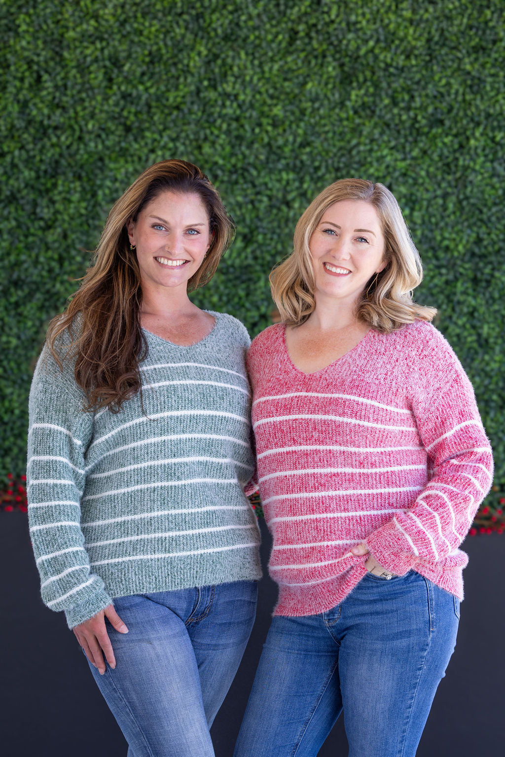 IN STOCK Cozy Striped Sweater - Green