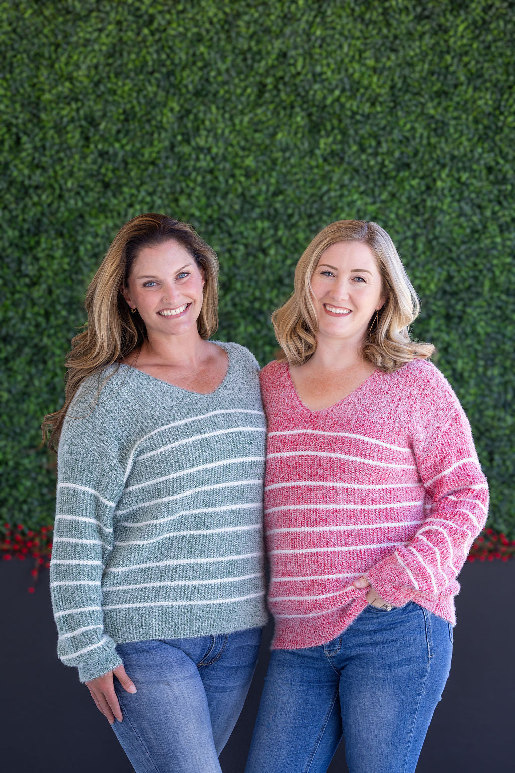 IN STOCK Cozy Striped Sweater - Green