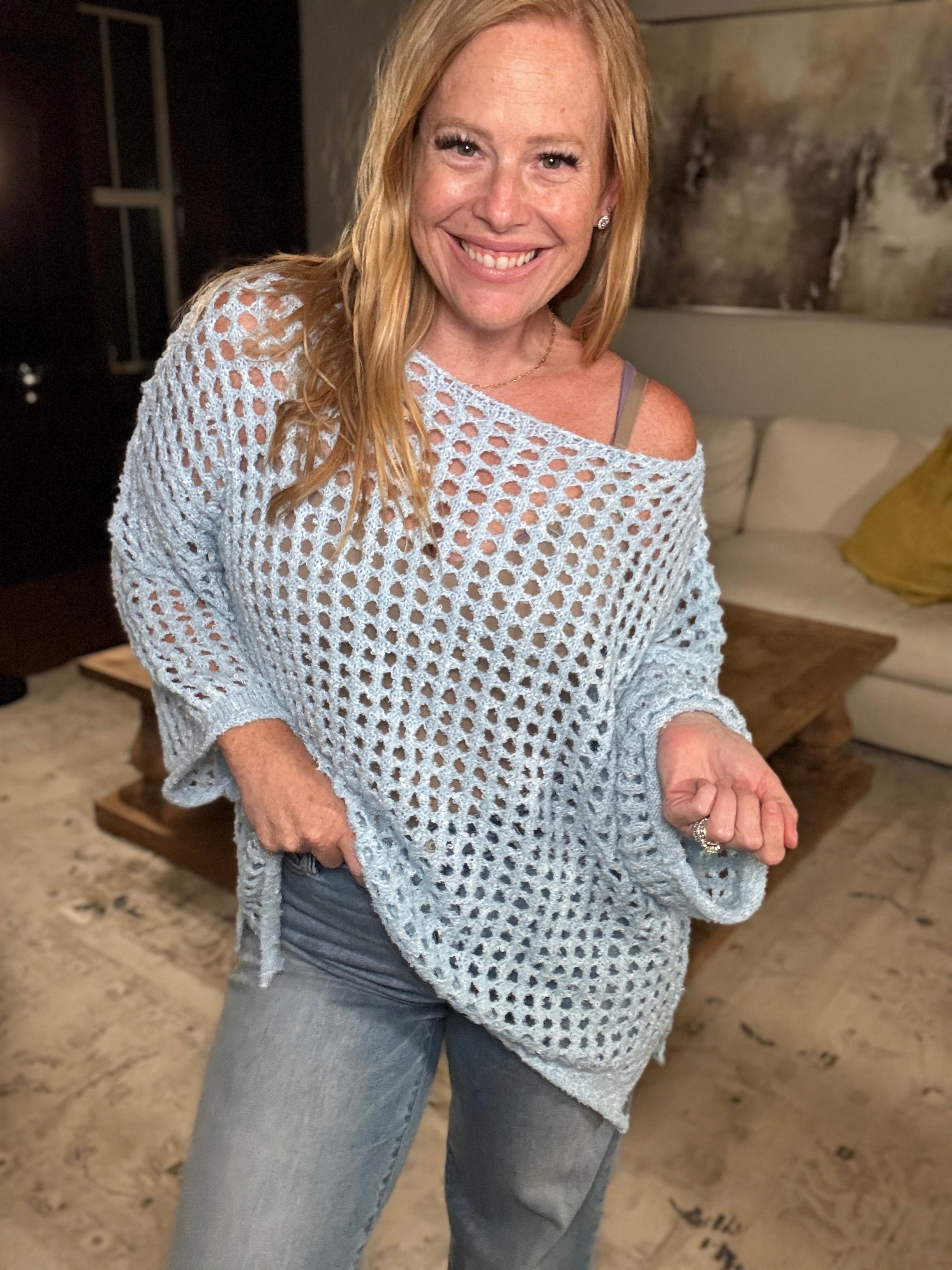 Troublemaker Open Knit Top by White Birch