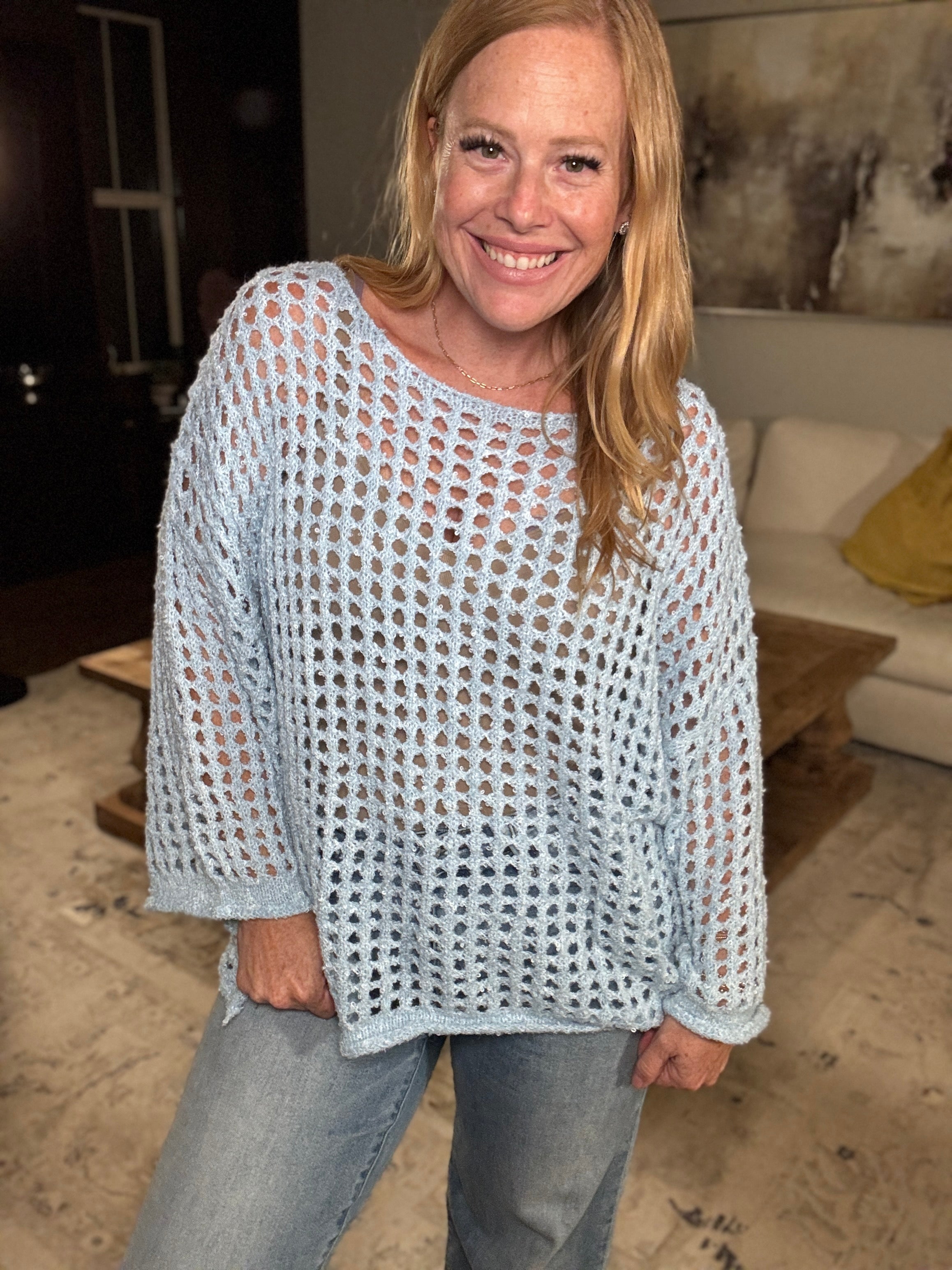 Troublemaker Open Knit Top by White Birch