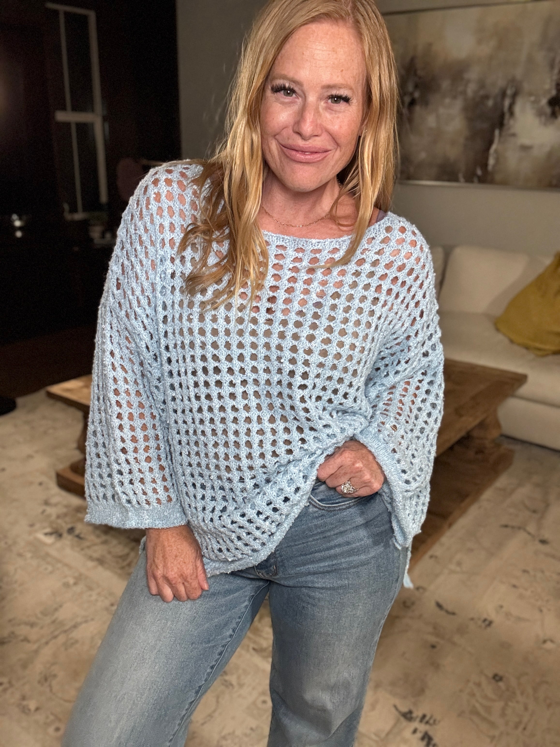 Troublemaker Open Knit Top by White Birch