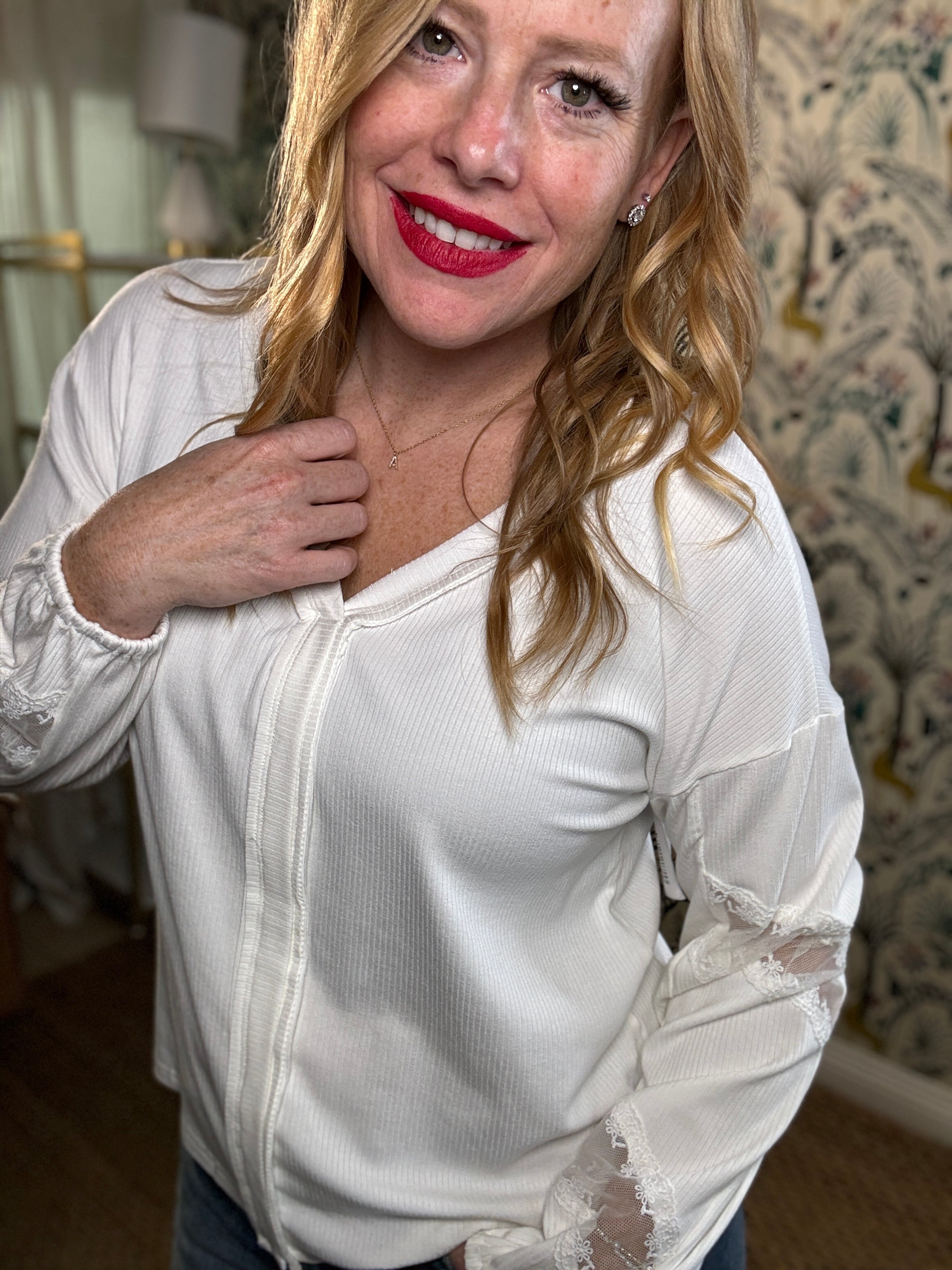 Double Take V-Neck Dropped Shoulder Blouse