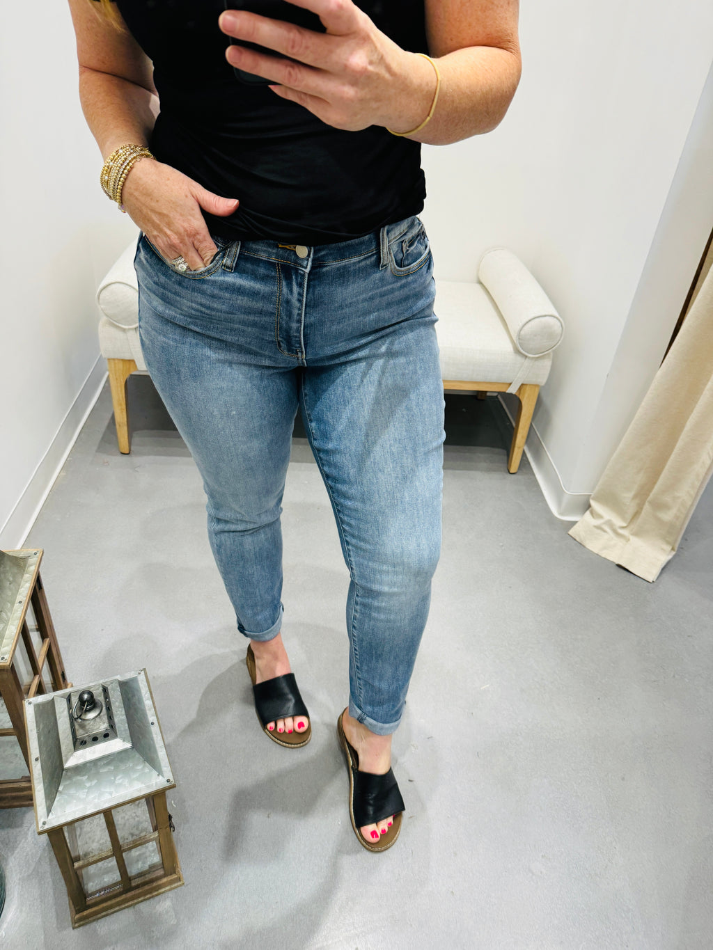A Slice of Heaven Judy Blue Full Size Cuffed Hem Slim Jeans