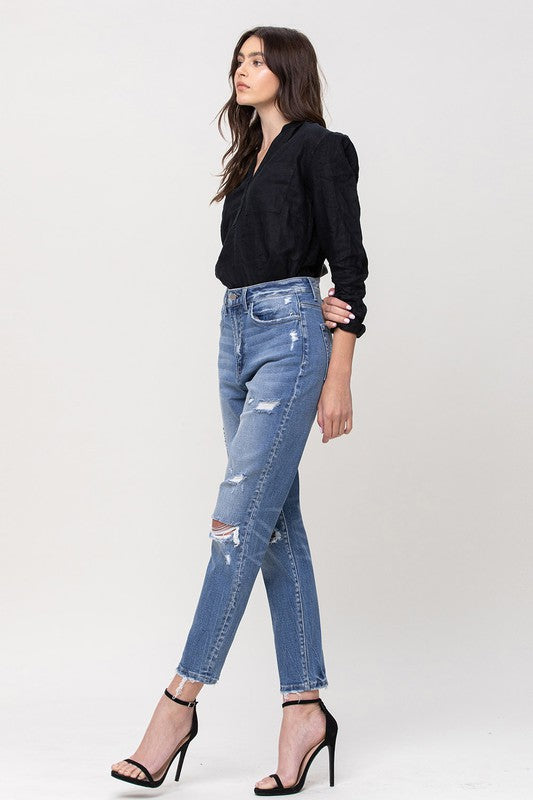 SUPER HIGH RISE STRETCH MOM JEANS