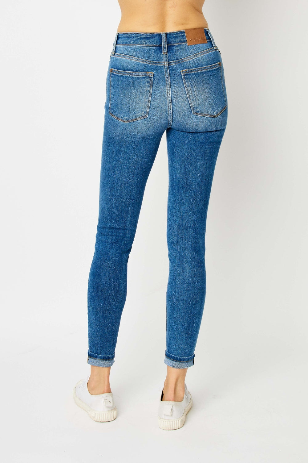 You Got Me Judy Blue Full Size Cuffed Hem Skinny Jeans