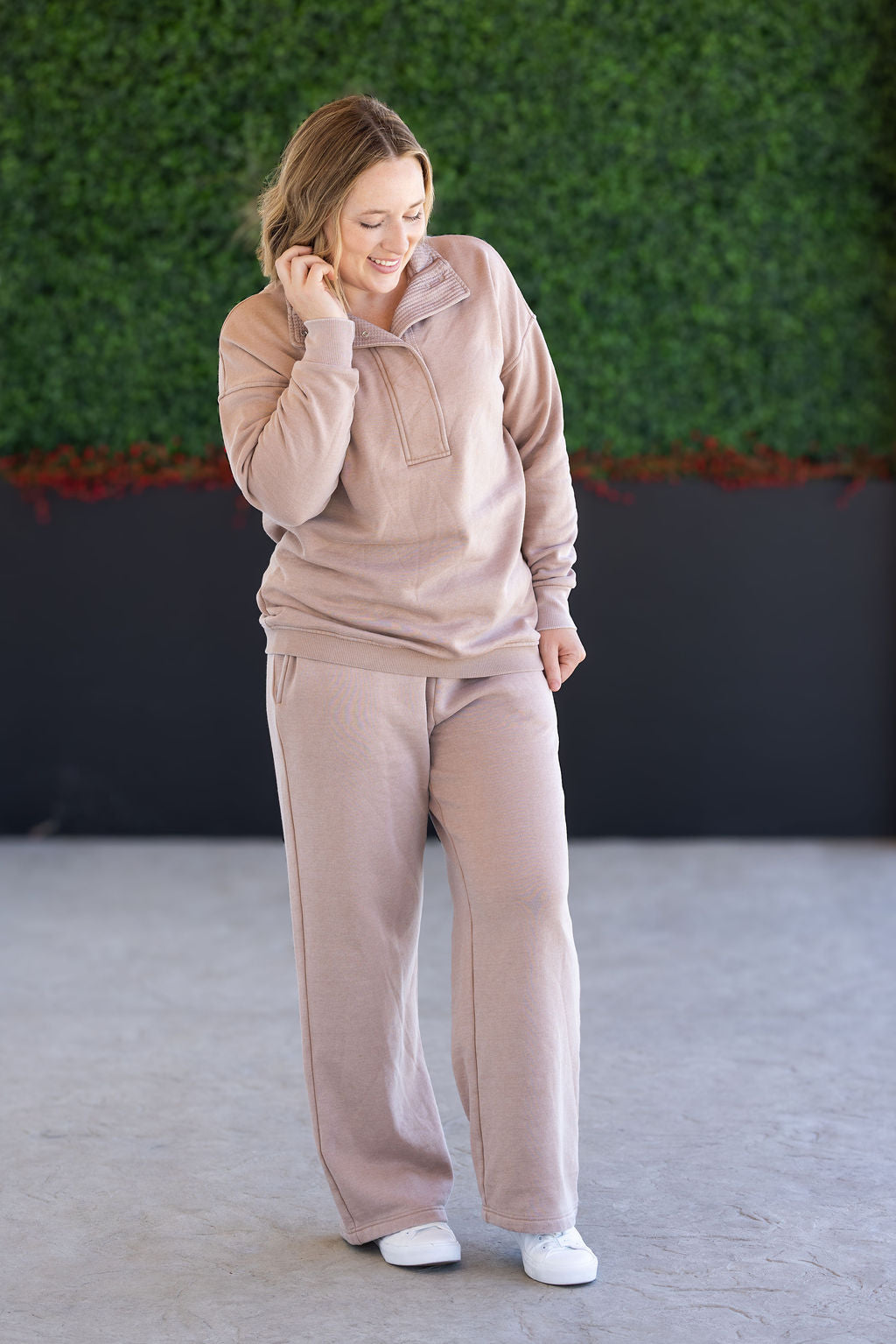 IN STOCK Wide Leg Vintage Wash Bottoms - Tan