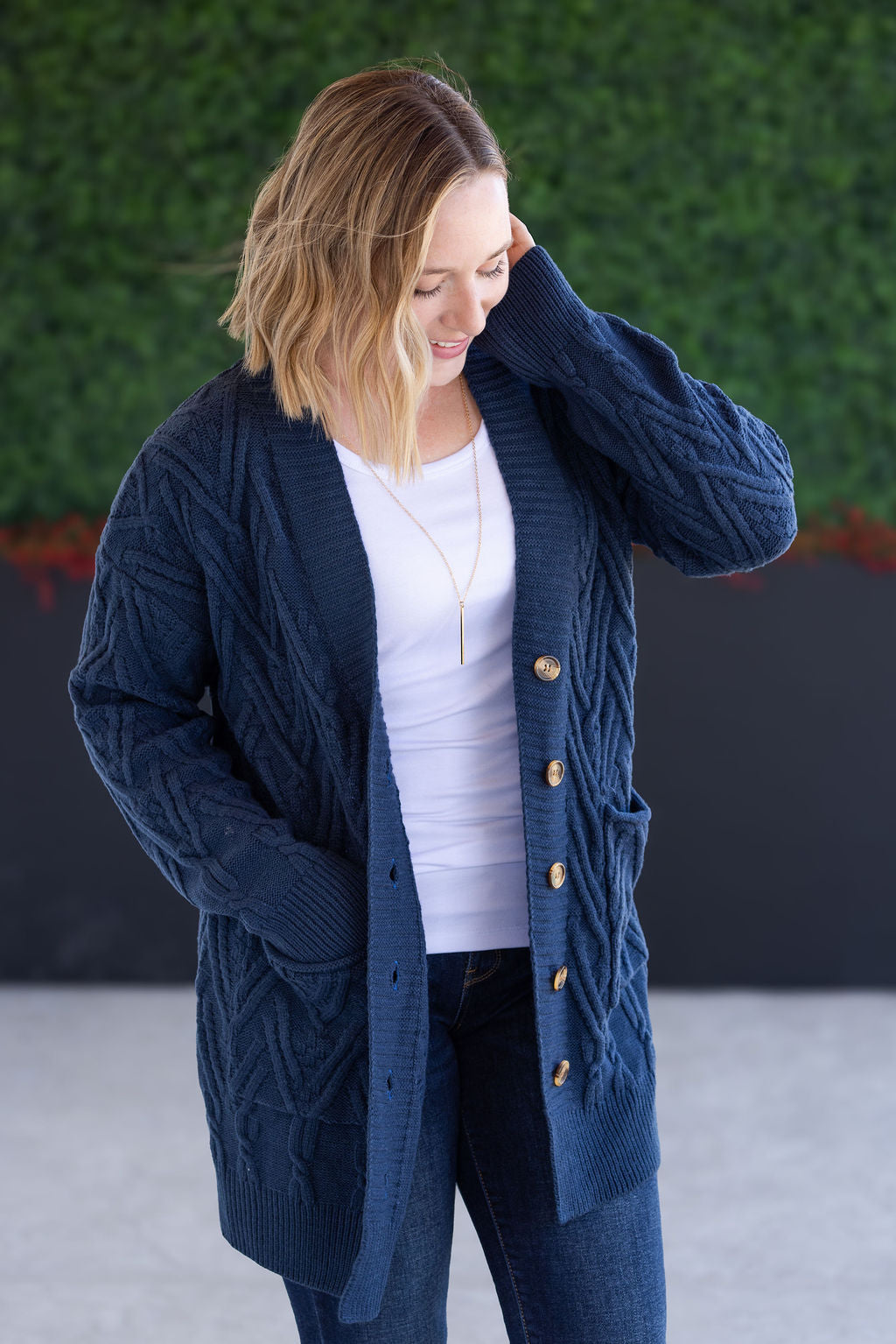 IN STOCK Brooks Button Sweater Cardigan - Navy