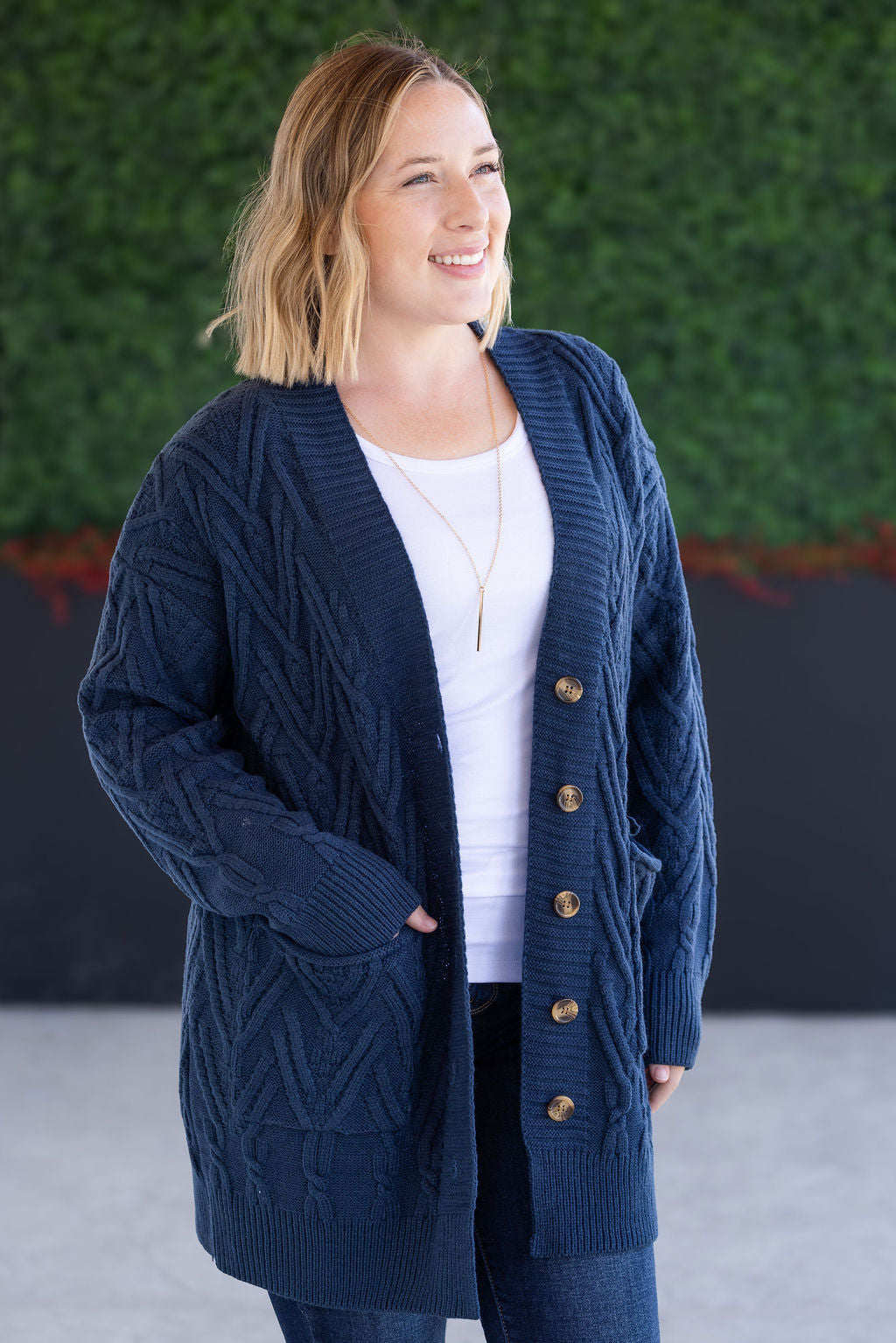 IN STOCK Brooks Button Sweater Cardigan - Navy
