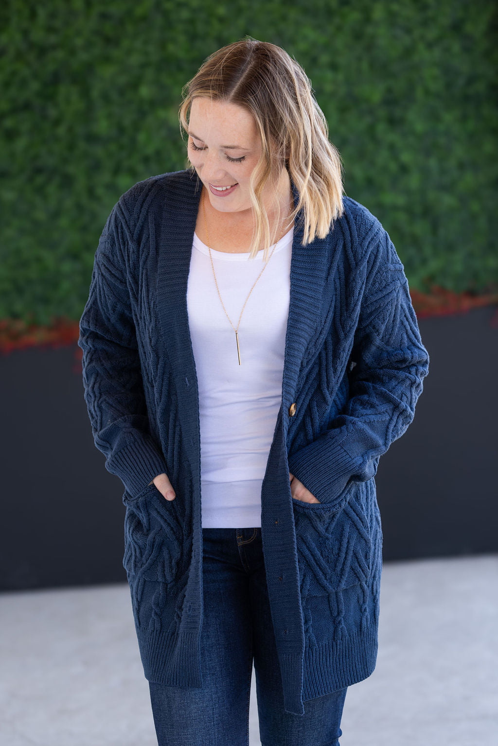 IN STOCK Brooks Button Sweater Cardigan - Navy