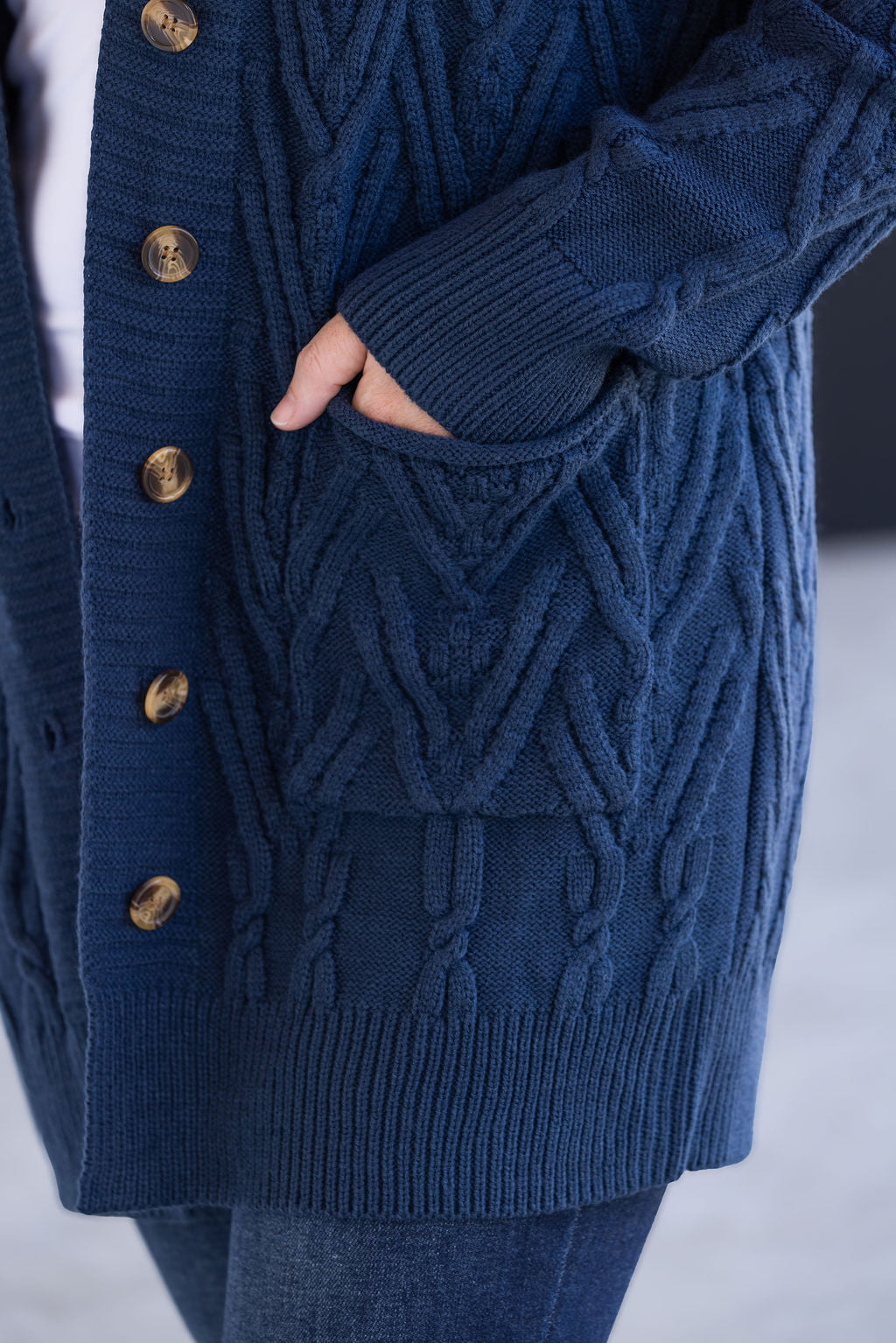 IN STOCK Brooks Button Sweater Cardigan - Navy