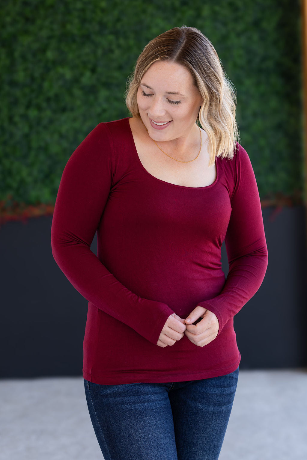 IN STOCK Alyssa Long Sleeve Top - Burgundy