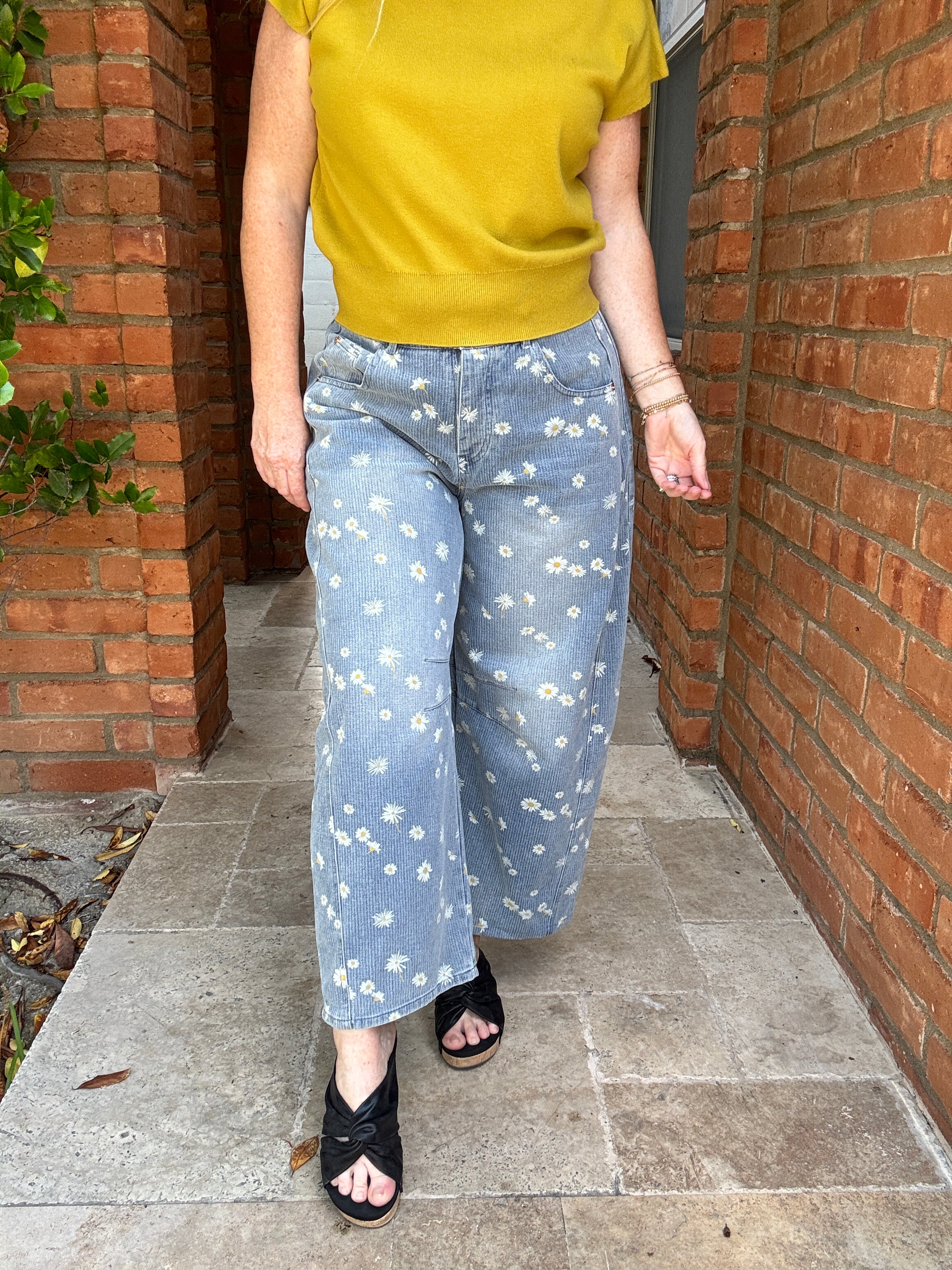 Wide Leg Floral Jeans by Sew In Love