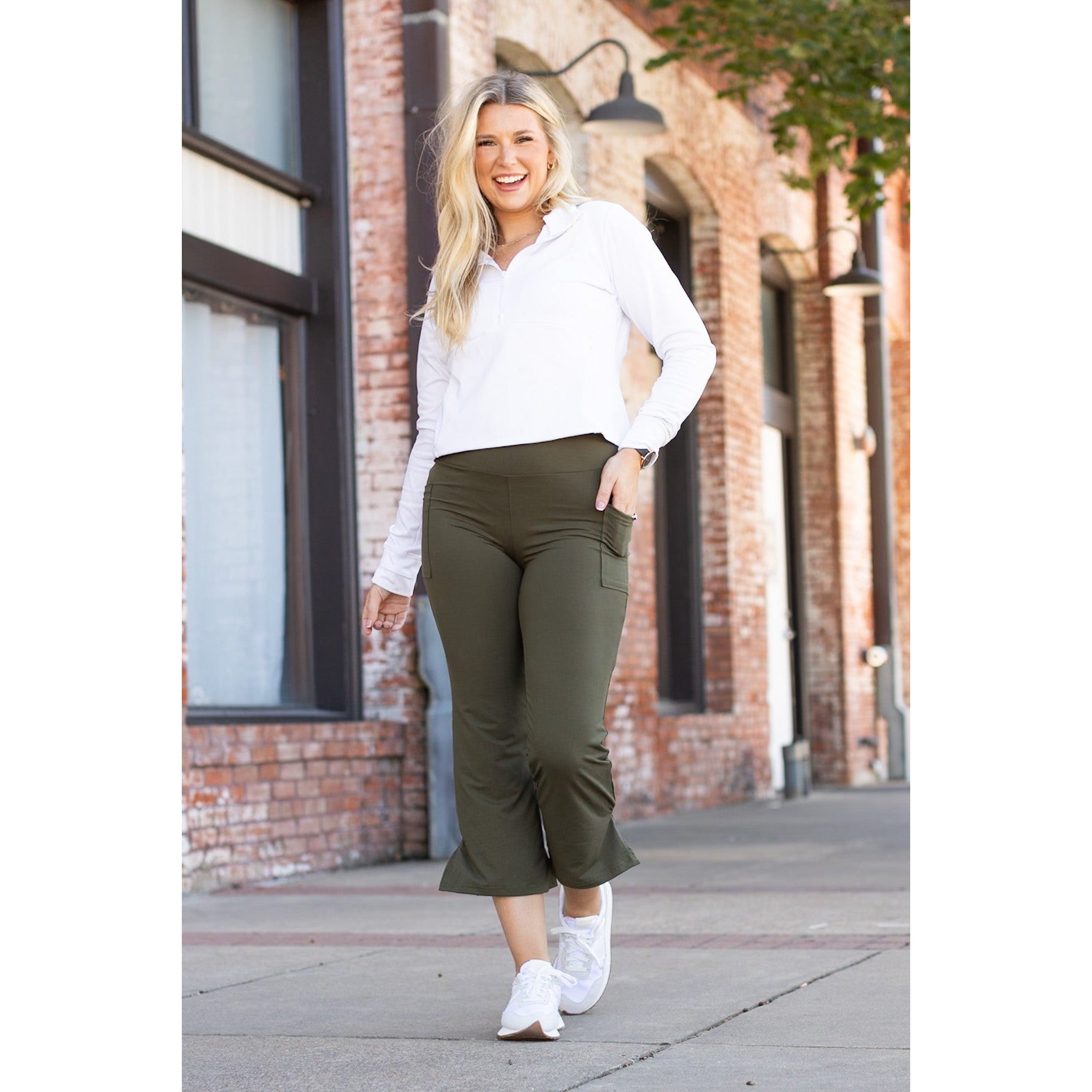 The Shyla - Olive High Waisted Gaucho Pants