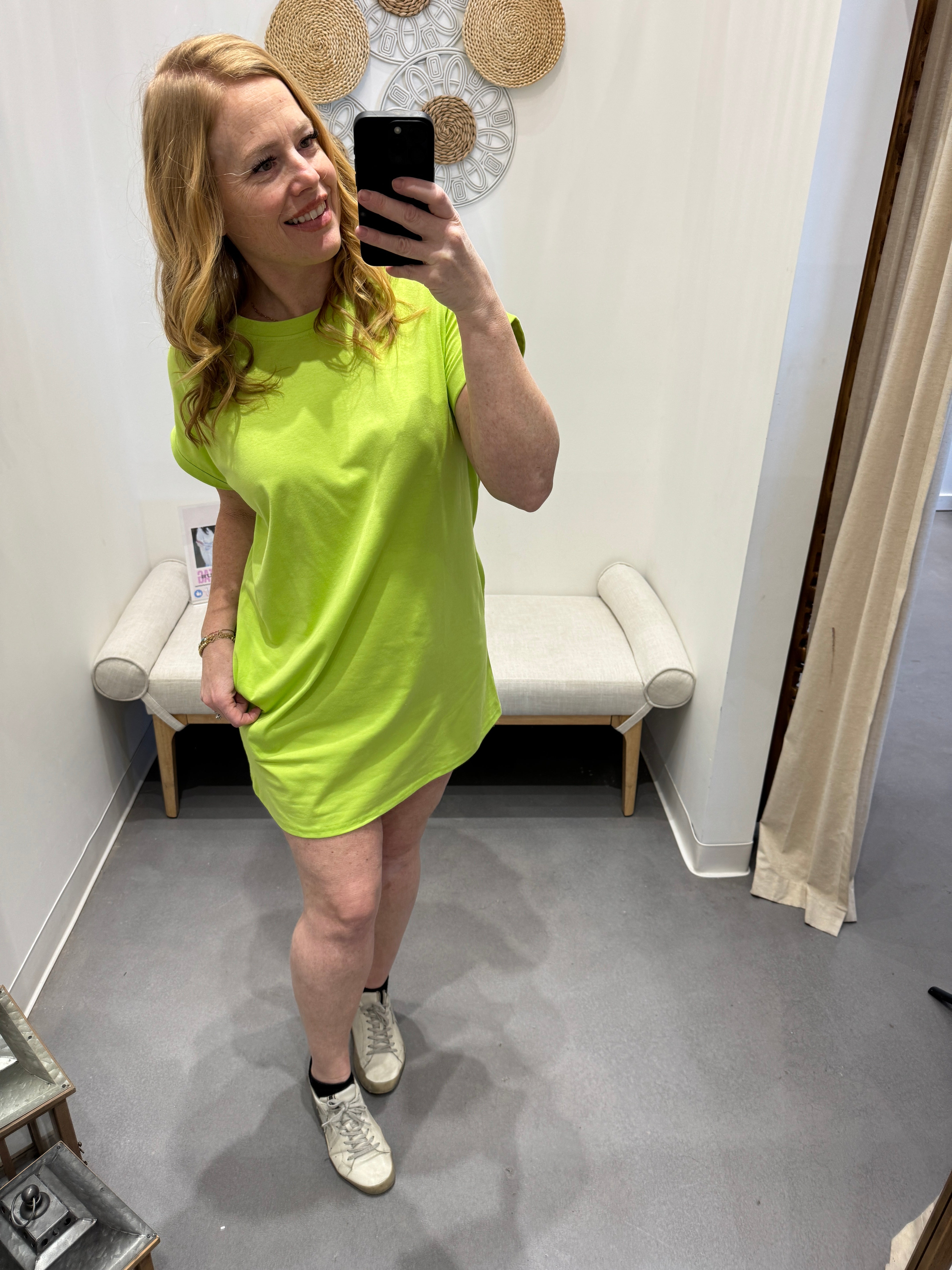 Isadora Round Neck Short Sleeve Mini Tee Dress with Pockets