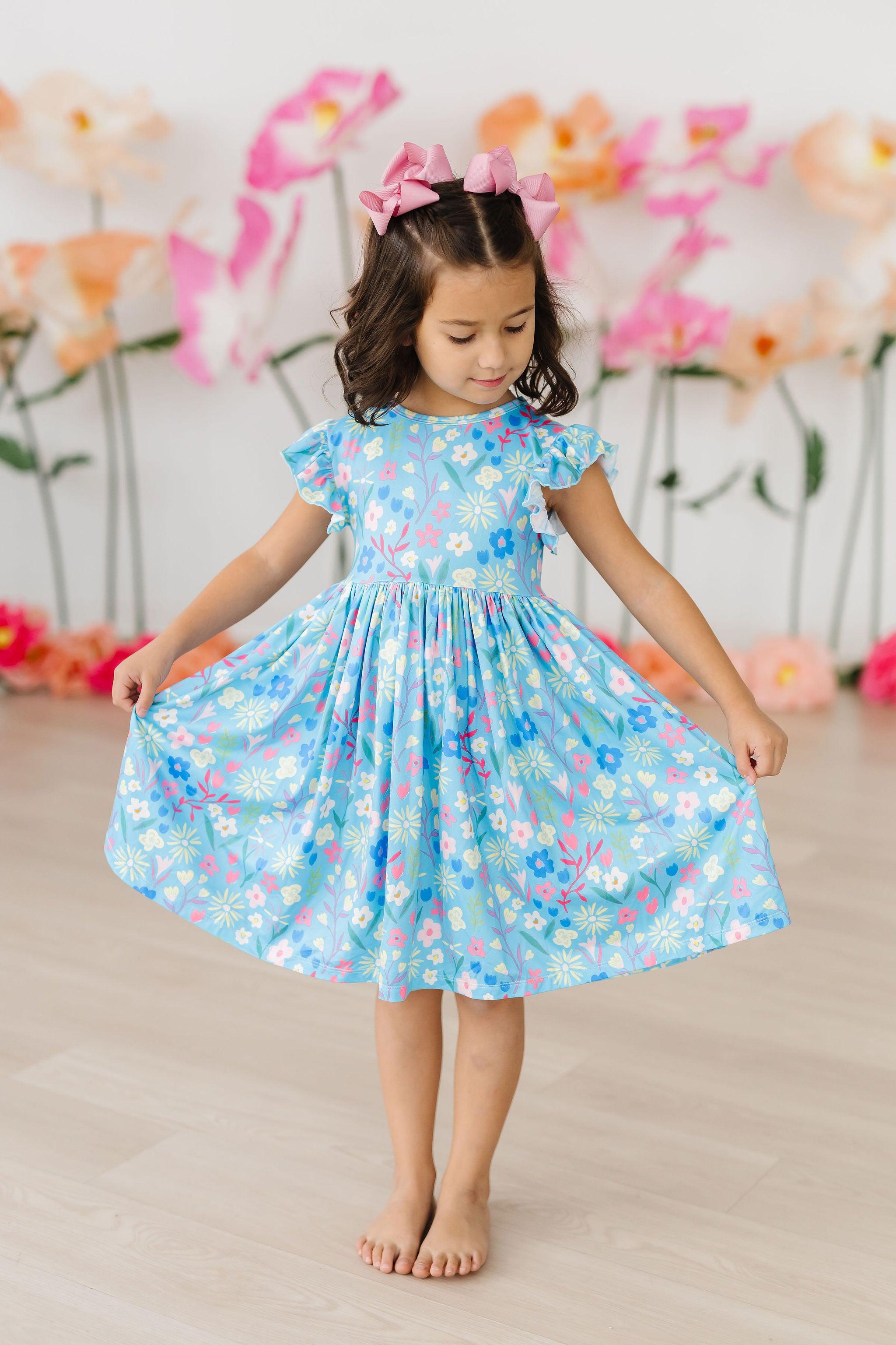 Springtime Splendor Flutter Sleeve Twirl Dress