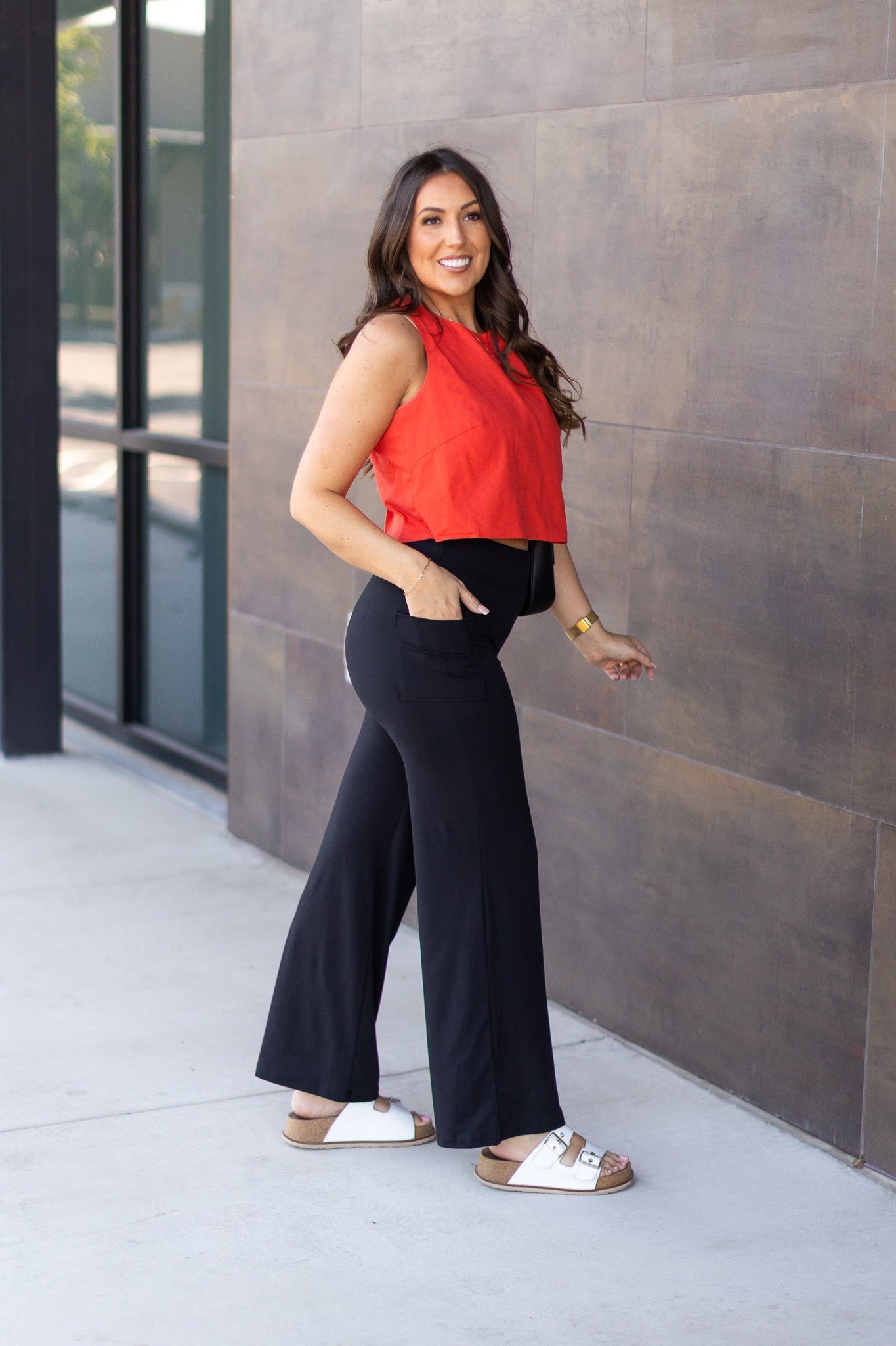 The Brooke - Black Wide Leg Full-Length with Pockets - Luxe Leggings by Julia Rose®