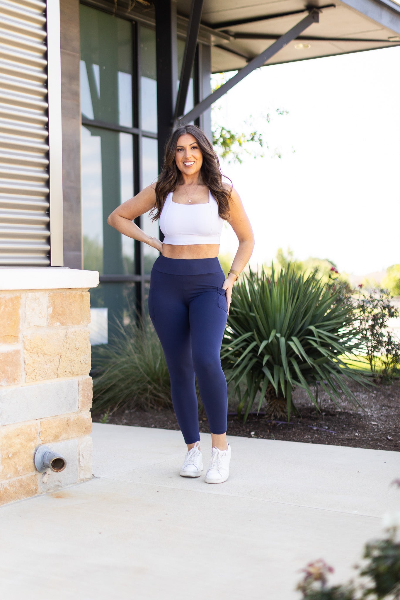 The Riley - 7/8 Ankle Length NAVY Leggings with Pockets*