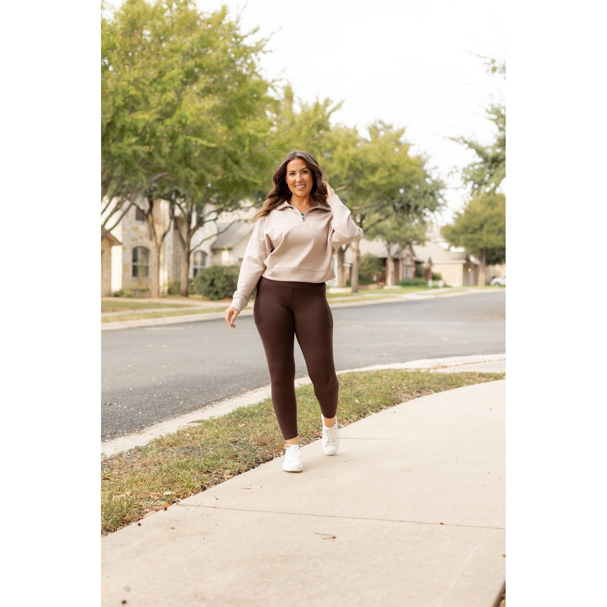 Brown FLEECE Full Length Leggings with Pockets*  - Luxe Leggings by Julia Rose®