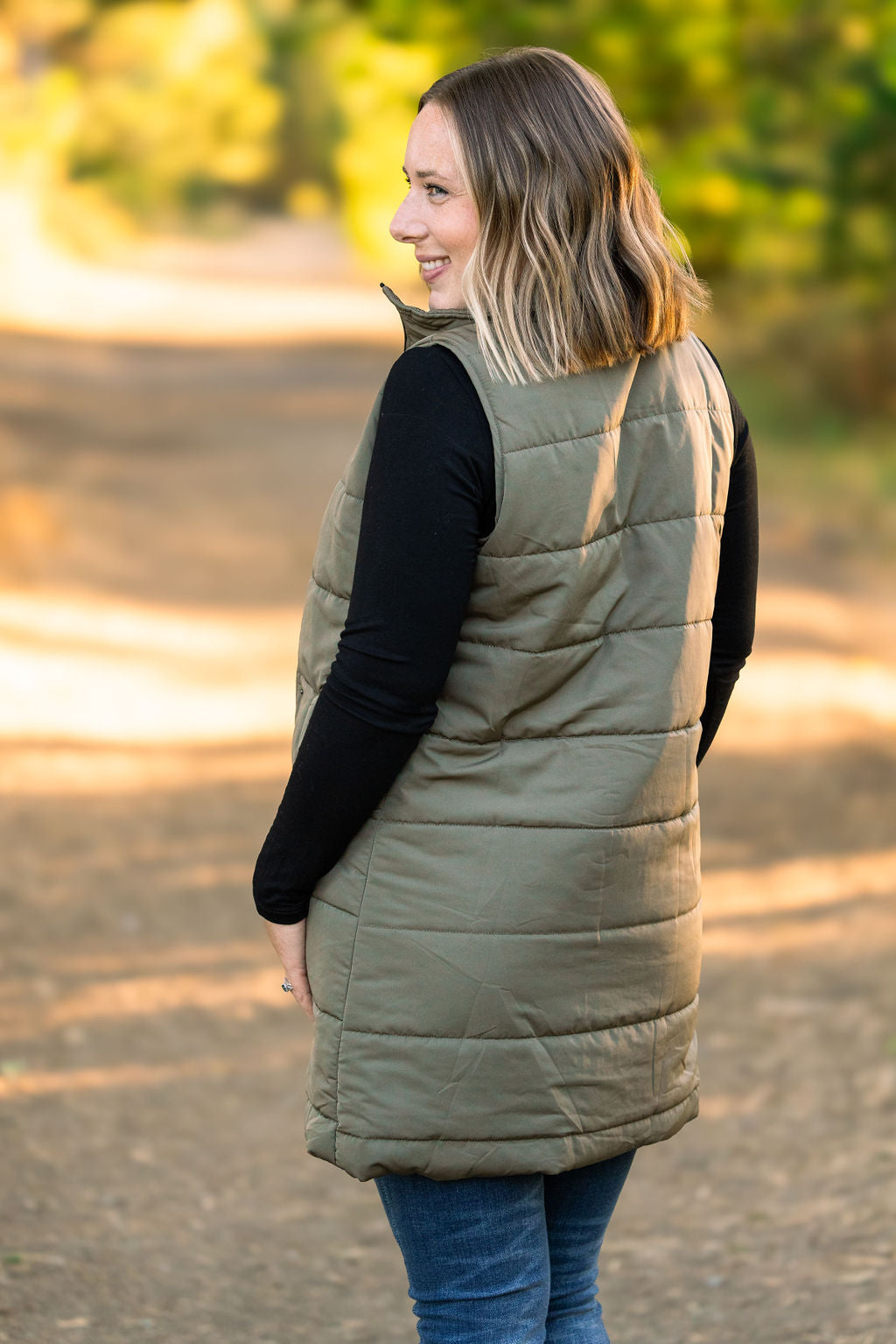 IN STOCK Harlow Long Vest - Olive