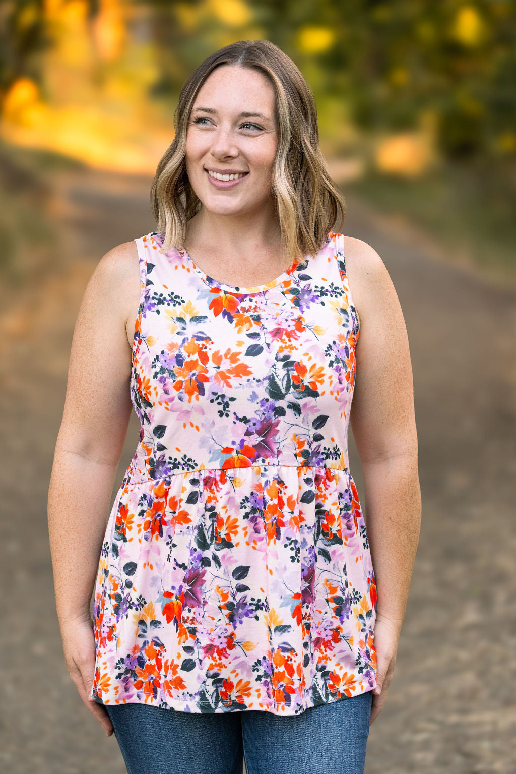 IN STOCK Renee Ruffle Tank - Floral Leaves FINAL SALE