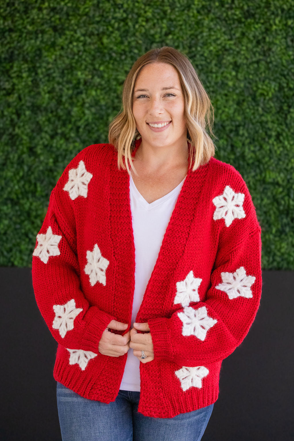 IN STOCK Snowflake Cardigan - Red FINAL SALE