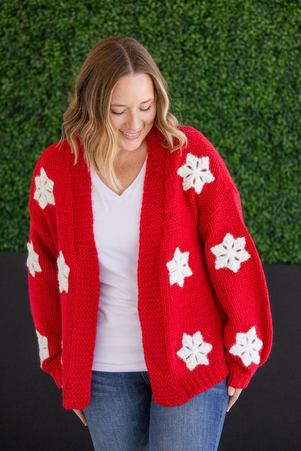 IN STOCK Snowflake Cardigan - Red FINAL SALE