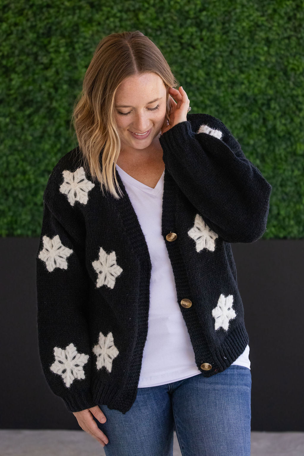 IN STOCK Snowflake Cardigan - Black FINAL SALE