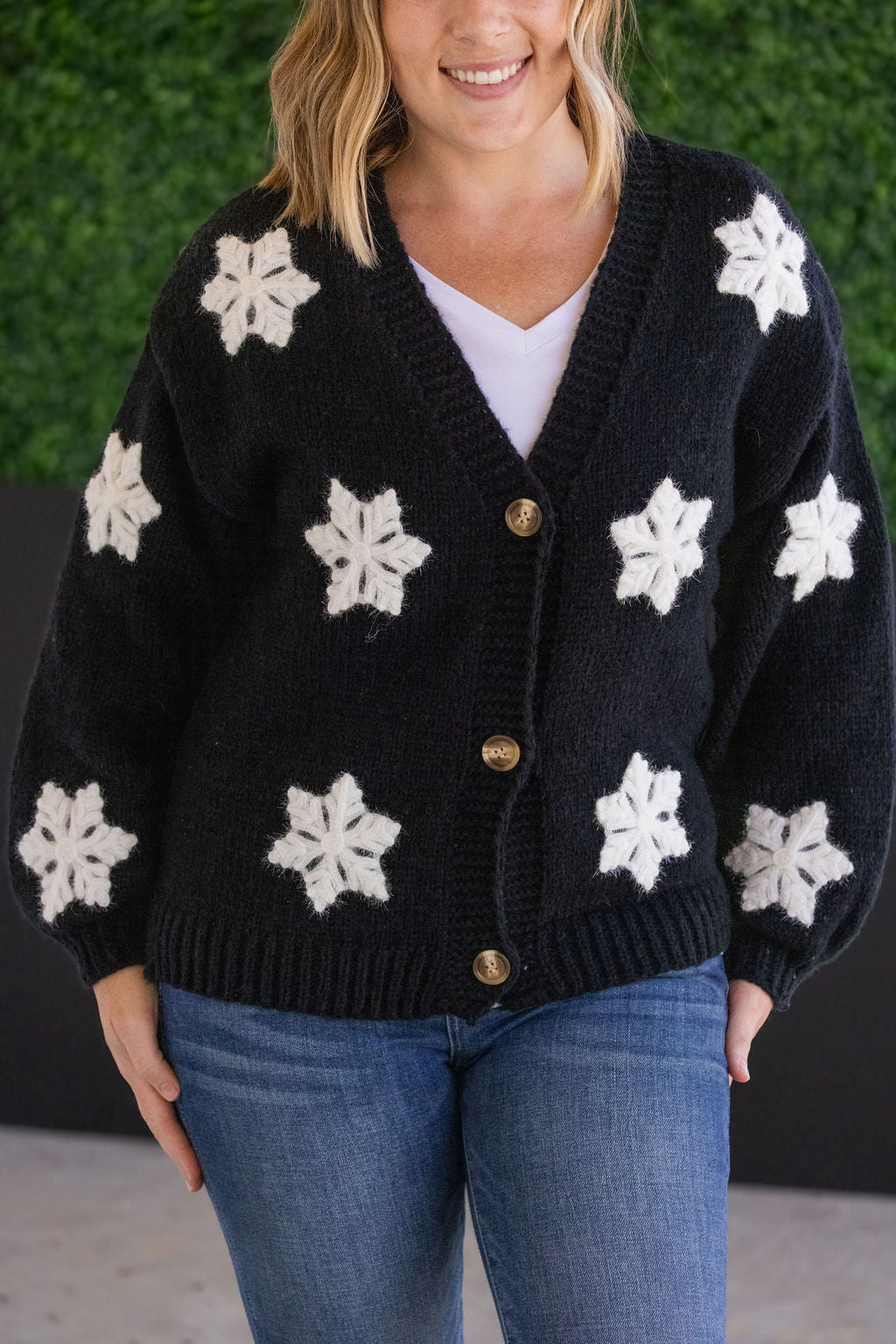 IN STOCK Snowflake Cardigan - Black FINAL SALE