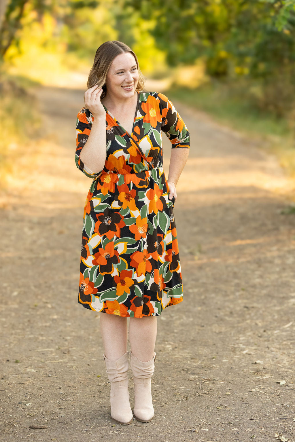 IN STOCK Taylor Dress - Bold Olive Floral FINAL SALE