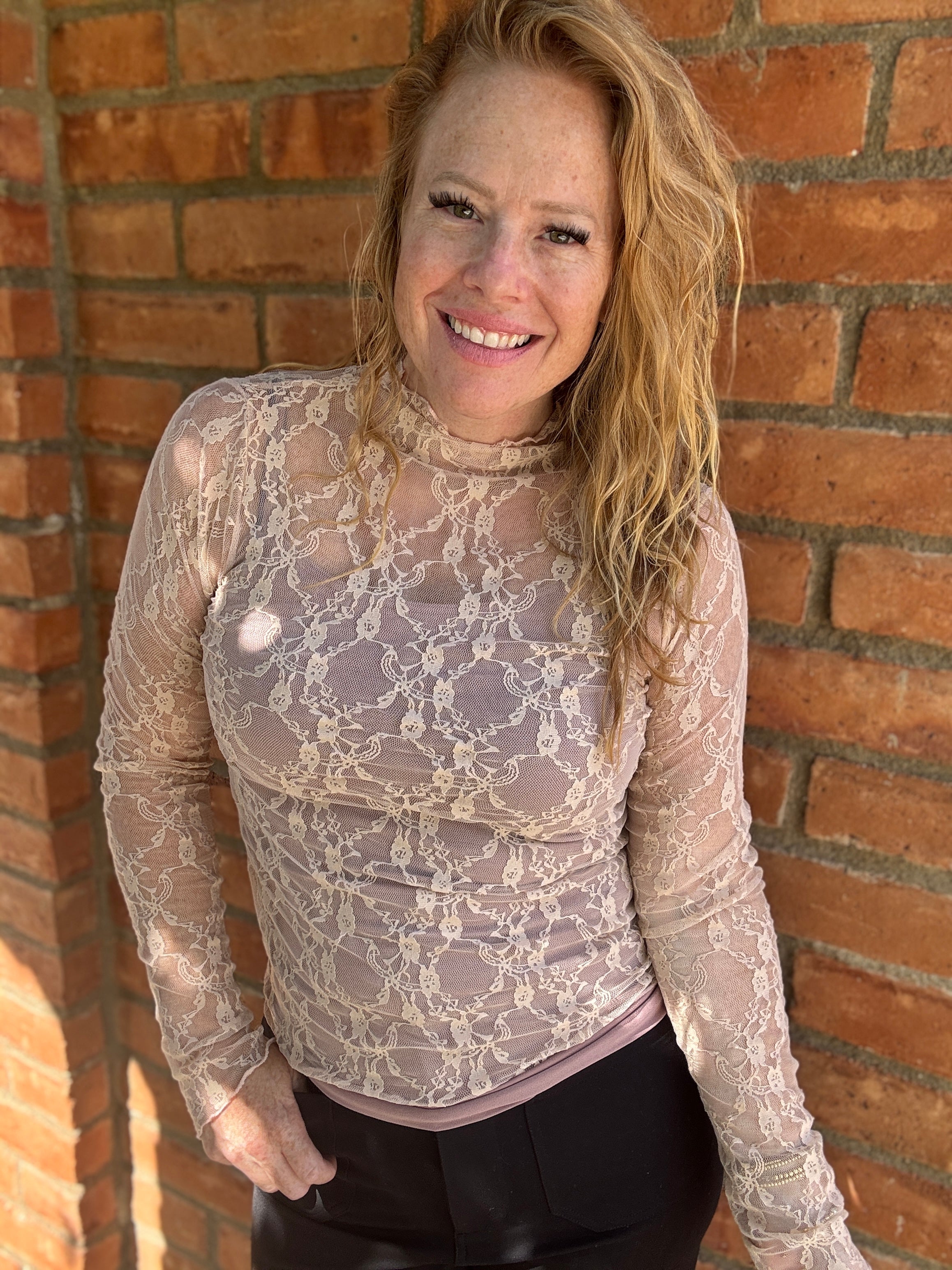 Long SLeeve Floral Lace Top by Sew In Love