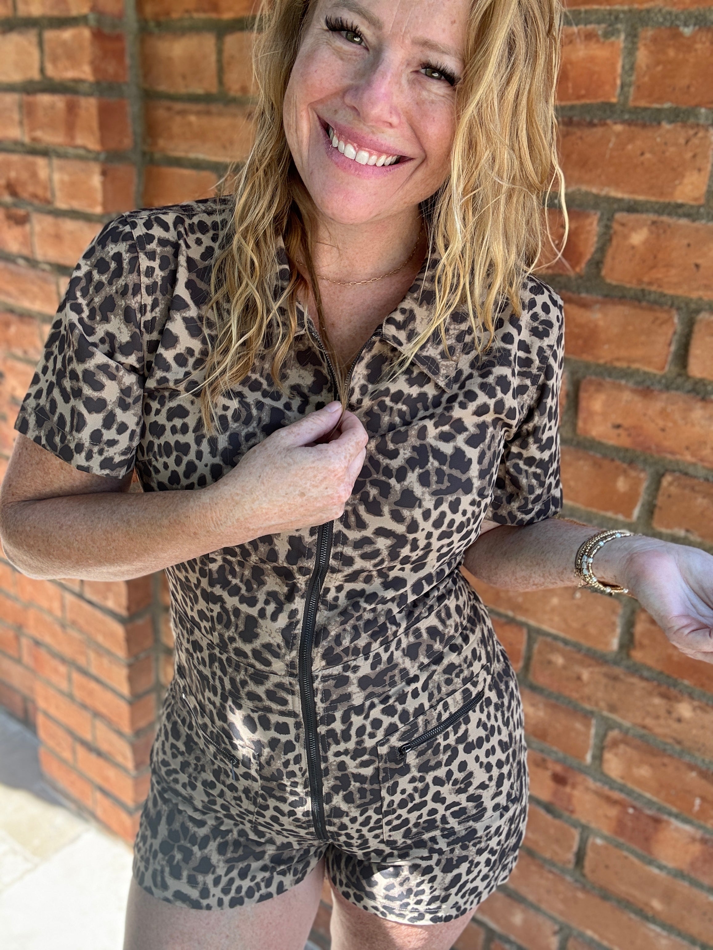 Short Sleeve Leopard Romper by Sew In Love